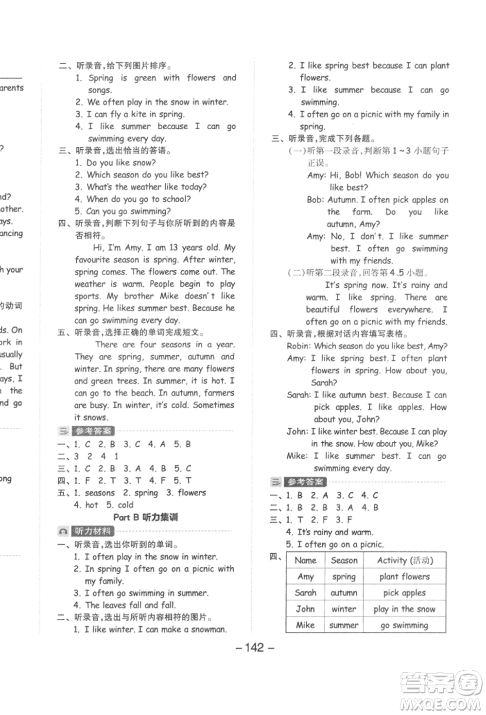 開(kāi)明出版社2022全品學(xué)練考五年級(jí)英語(yǔ)下冊(cè)人教版參考答案