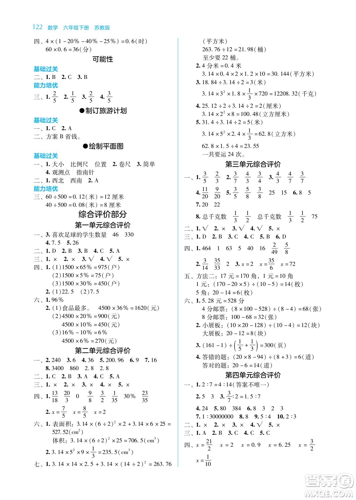 湖南教育出版社2022學(xué)法大視野六年級數(shù)學(xué)下冊蘇教版答案