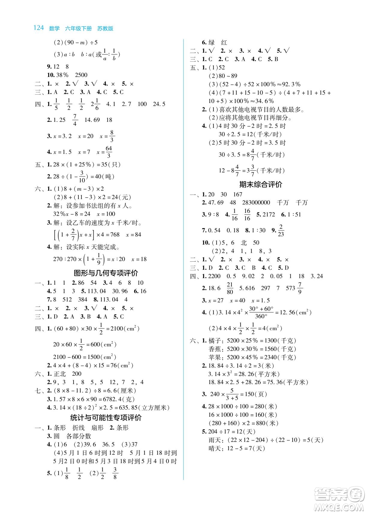 湖南教育出版社2022學(xué)法大視野六年級數(shù)學(xué)下冊蘇教版答案