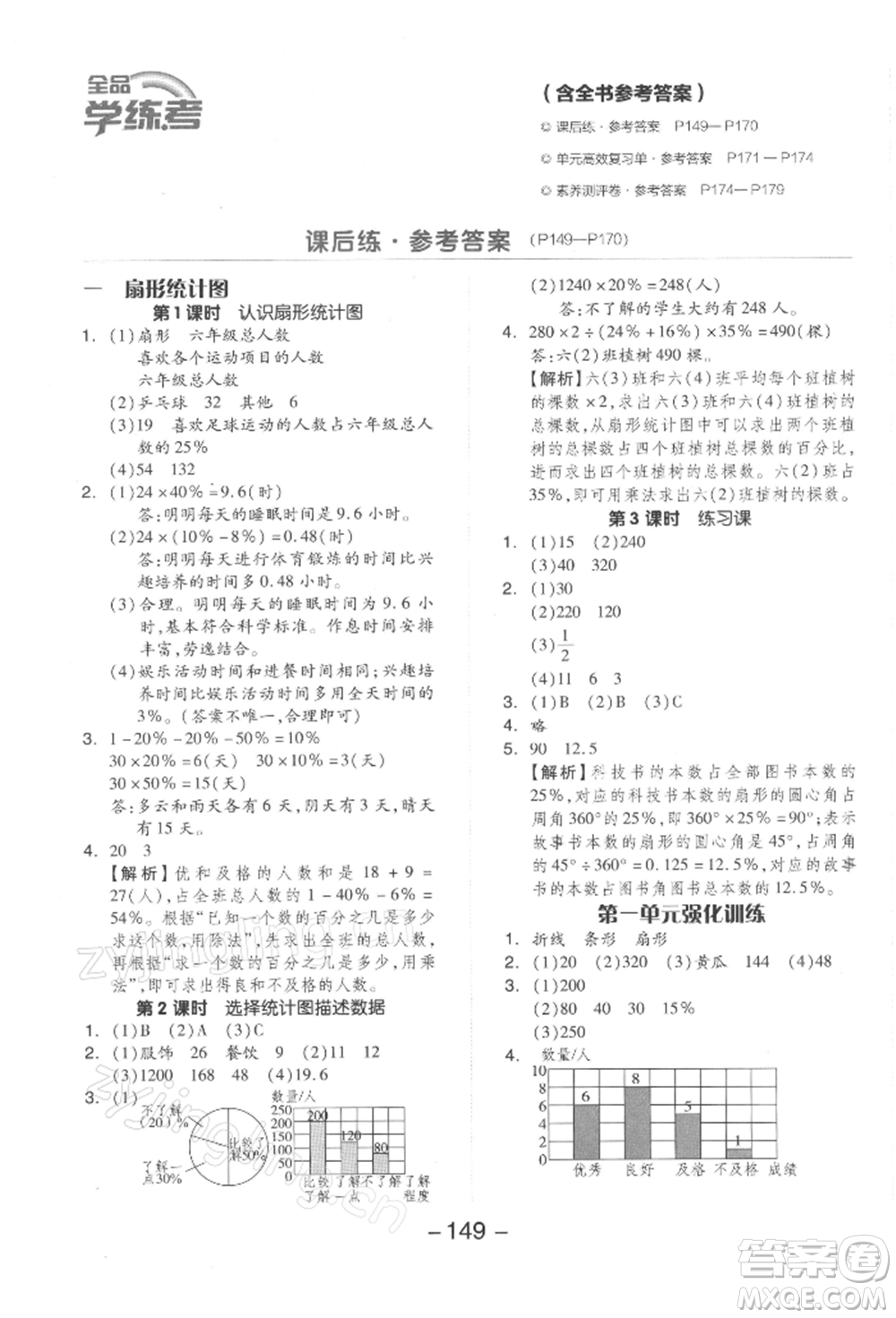 開明出版社2022全品學(xué)練考六年級數(shù)學(xué)下冊蘇教版參考答案