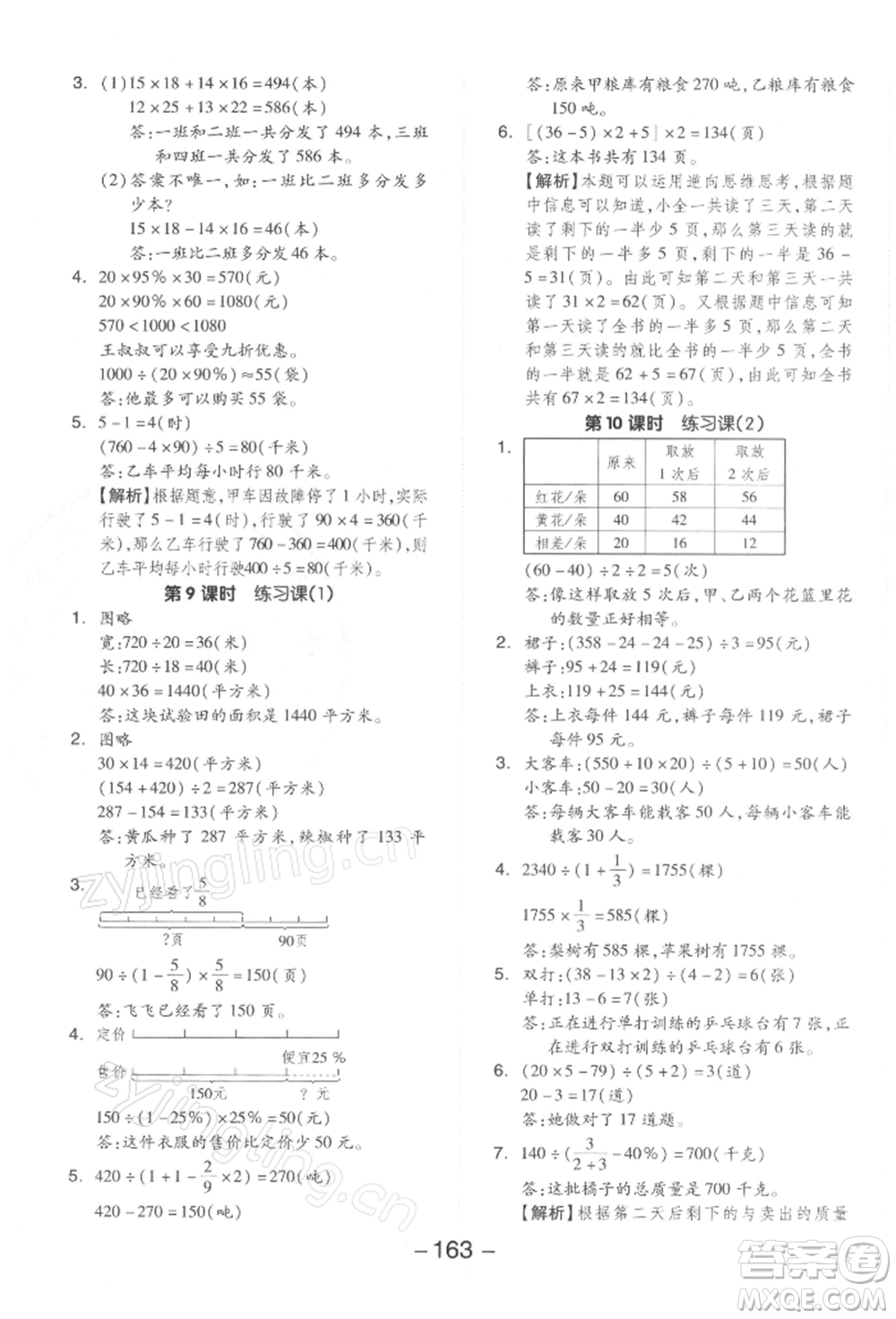 開明出版社2022全品學(xué)練考六年級數(shù)學(xué)下冊蘇教版參考答案