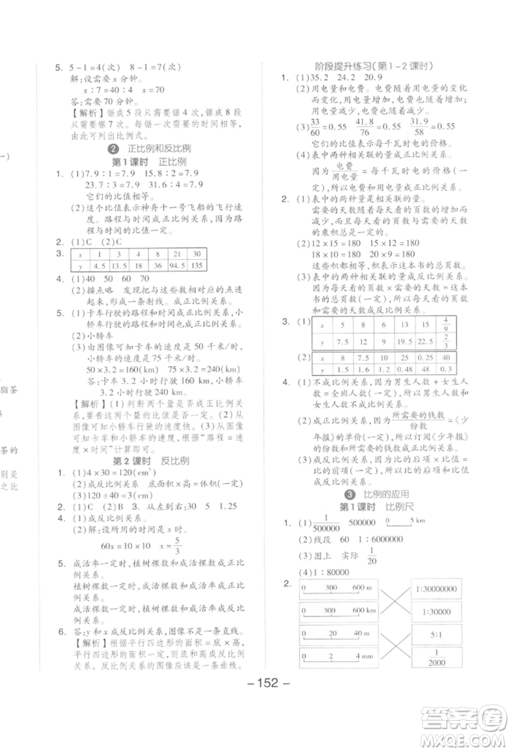 開明出版社2022全品學(xué)練考六年級數(shù)學(xué)下冊人教版參考答案