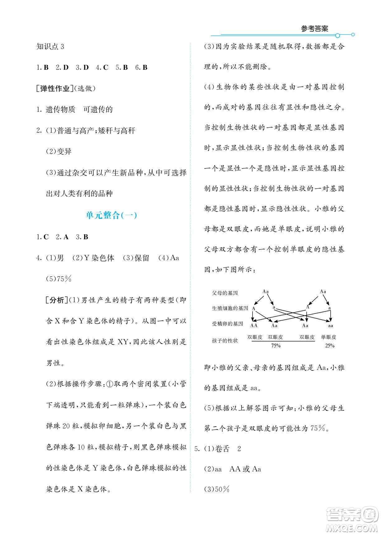 湖南教育出版社2022學法大視野八年級生物下冊蘇教版答案