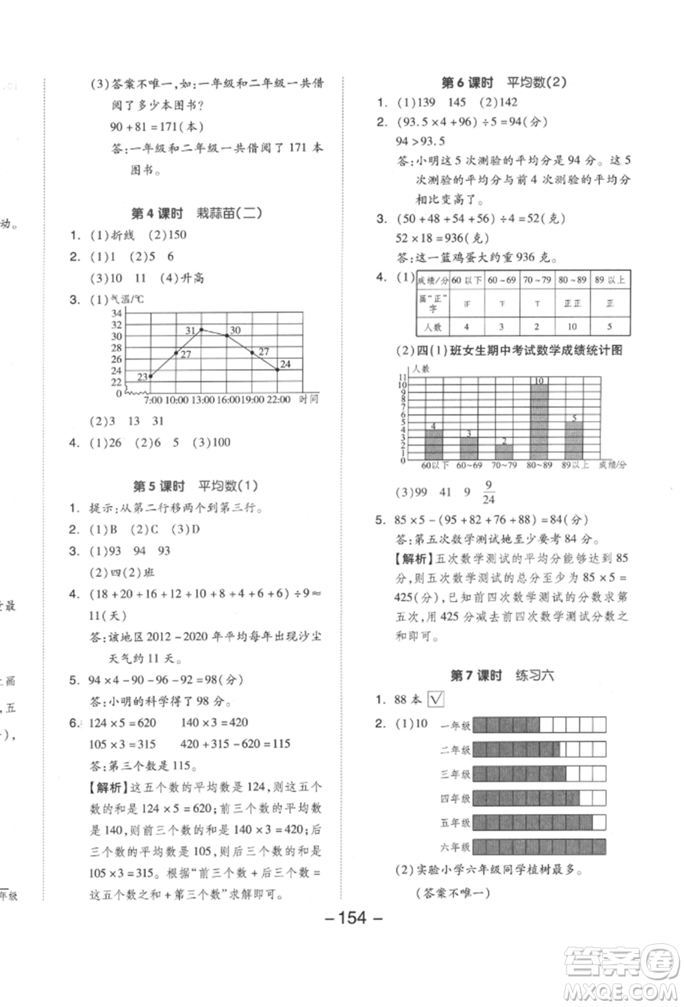 延邊教育出版社2022全品學(xué)練考四年級數(shù)學(xué)下冊北師大版參考答案