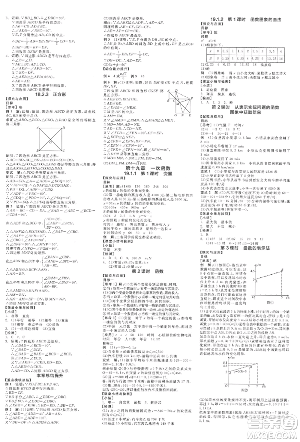 陽光出版社2022全品學練考學習手冊八年級數(shù)學下冊人教版江西專版參考答案