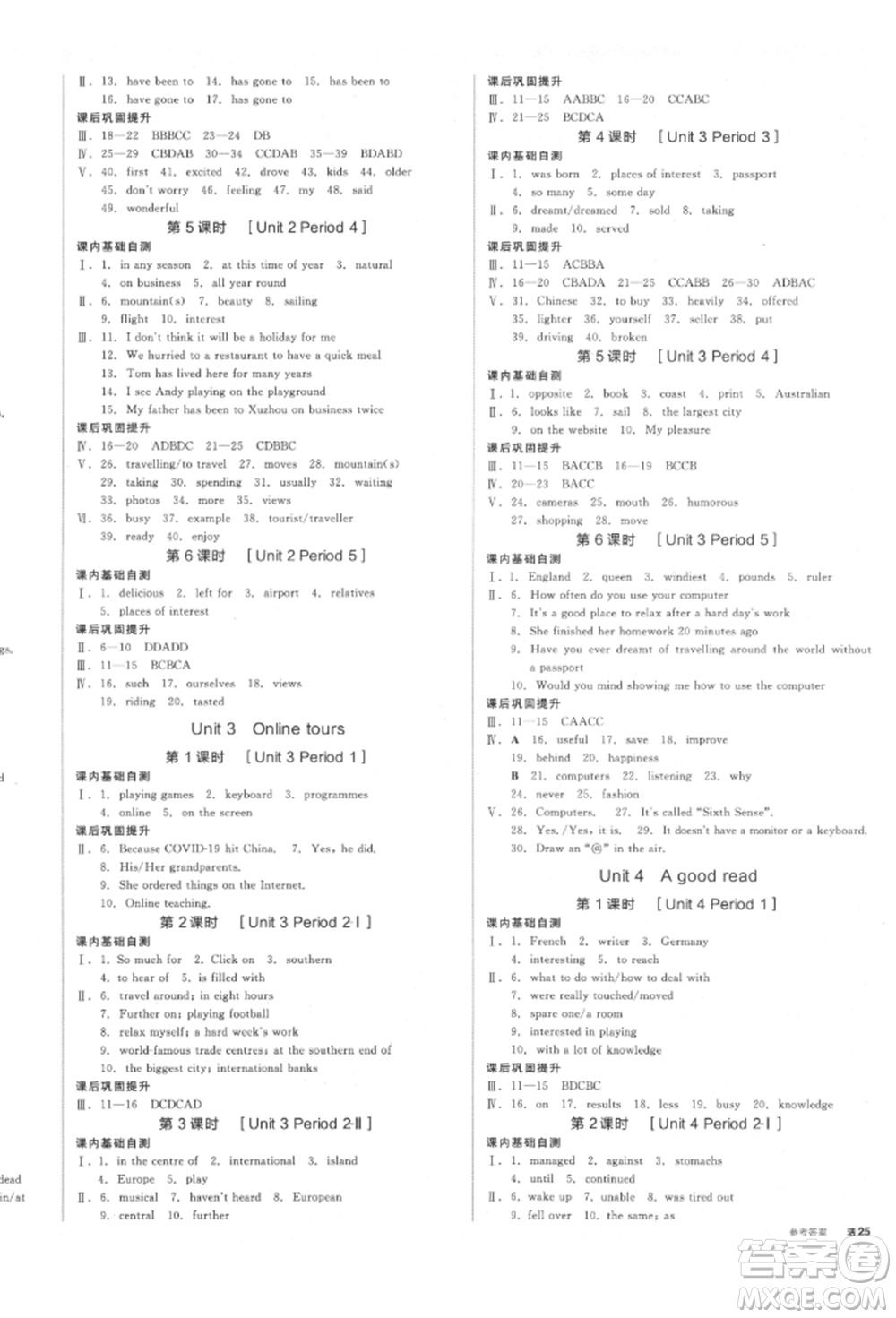 北京時(shí)代華文書局2022全品學(xué)練考聽課手冊(cè)八年級(jí)英語(yǔ)下冊(cè)譯林牛津版徐州專版參考答案