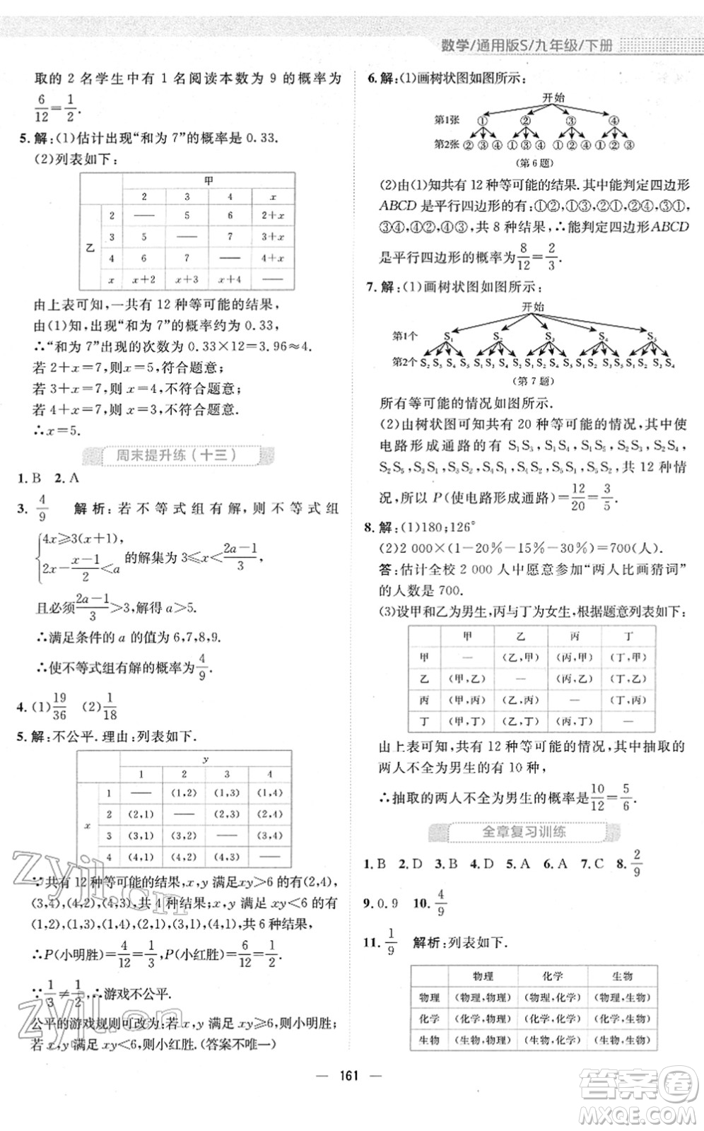 安徽教育出版社2022新編基礎(chǔ)訓(xùn)練九年級(jí)數(shù)學(xué)下冊(cè)通用版S答案