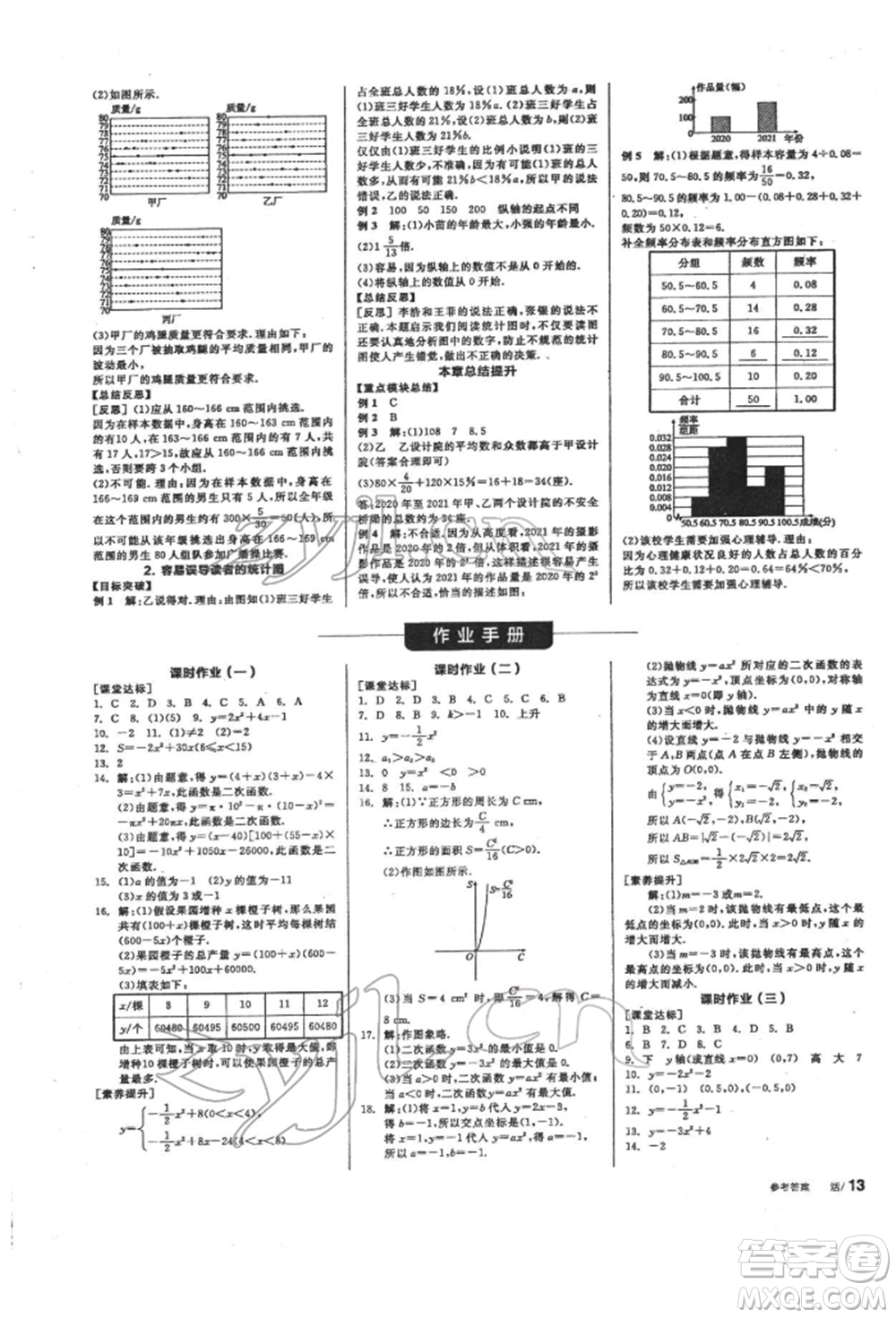 陽(yáng)光出版社2022全品學(xué)練考聽(tīng)課手冊(cè)九年級(jí)數(shù)學(xué)下冊(cè)華師大版參考答案