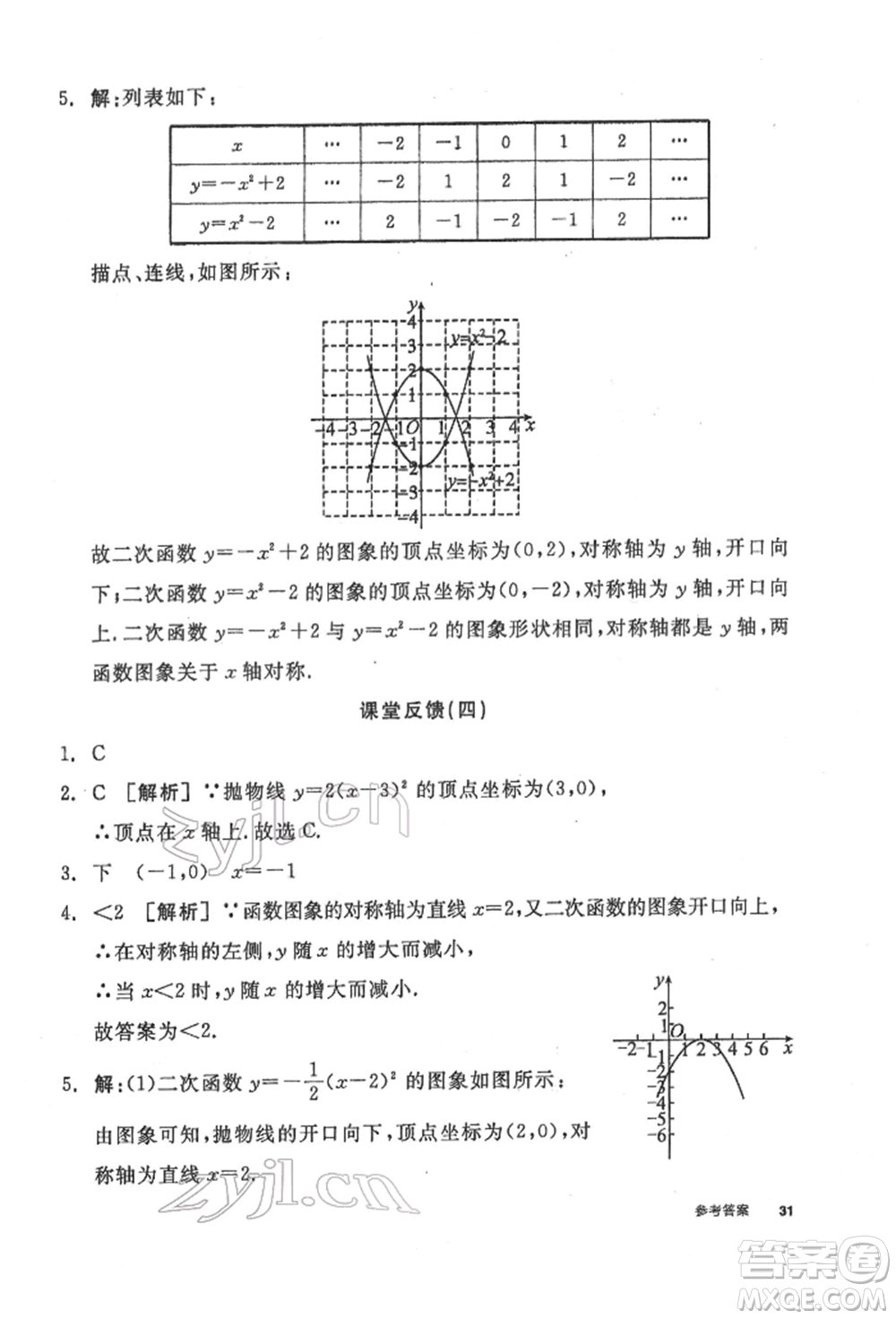 陽(yáng)光出版社2022全品學(xué)練考聽(tīng)課手冊(cè)九年級(jí)數(shù)學(xué)下冊(cè)華師大版參考答案