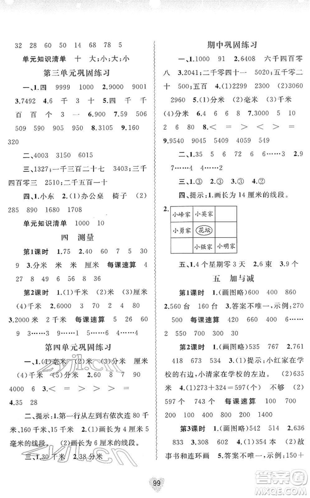 廣西教育出版社2022新課程學(xué)習(xí)與測評同步學(xué)習(xí)二年級數(shù)學(xué)下冊北師大版答案