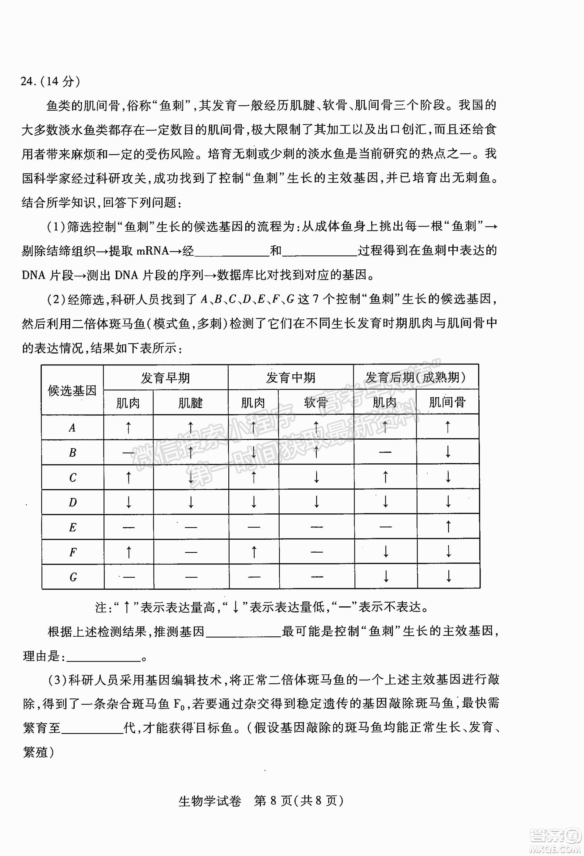 武漢市2022屆高中畢業(yè)生二月調(diào)研考試生物學(xué)試卷及答案