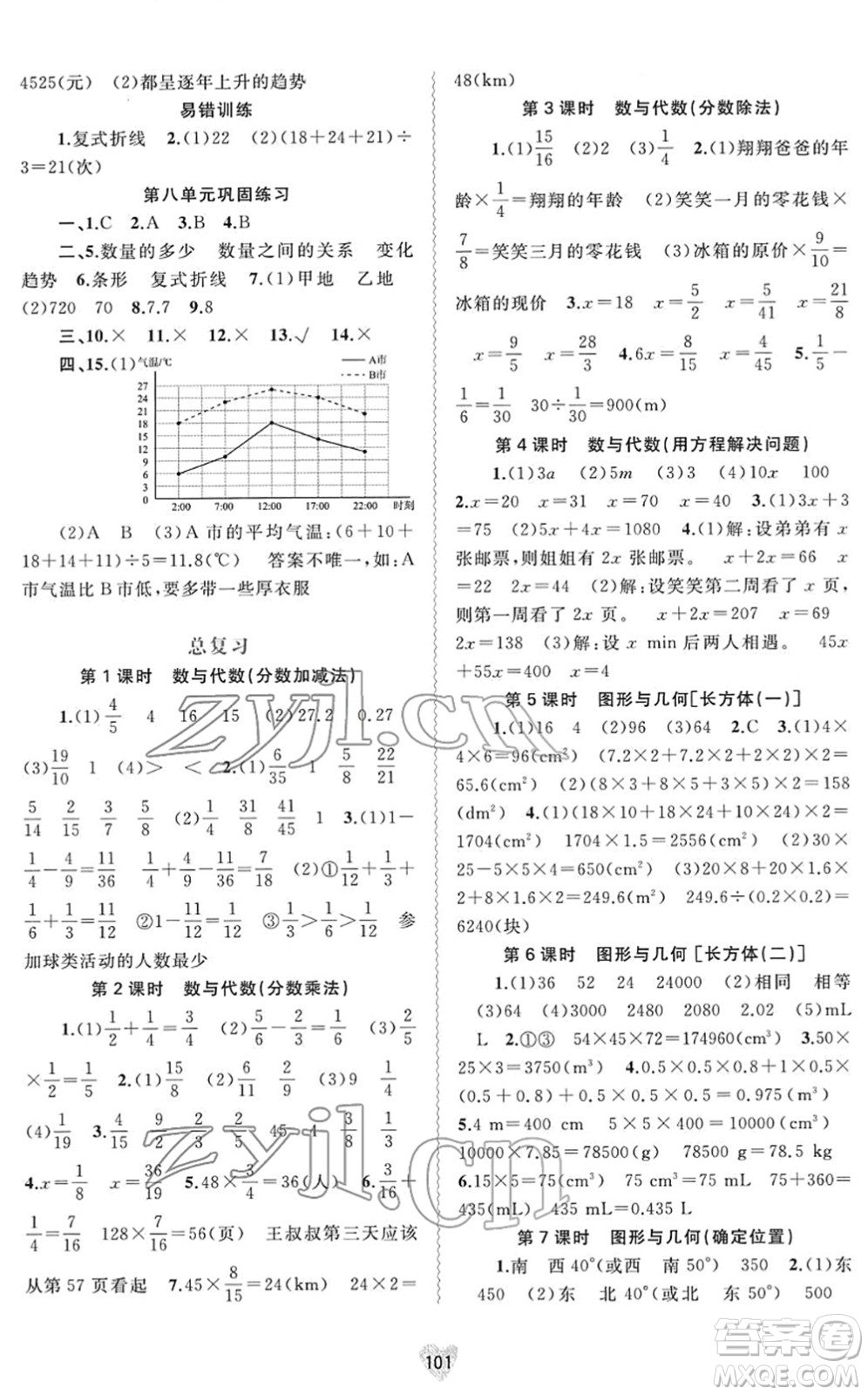 廣西教育出版社2022新課程學(xué)習(xí)與測評同步學(xué)習(xí)五年級數(shù)學(xué)下冊北師大版答案