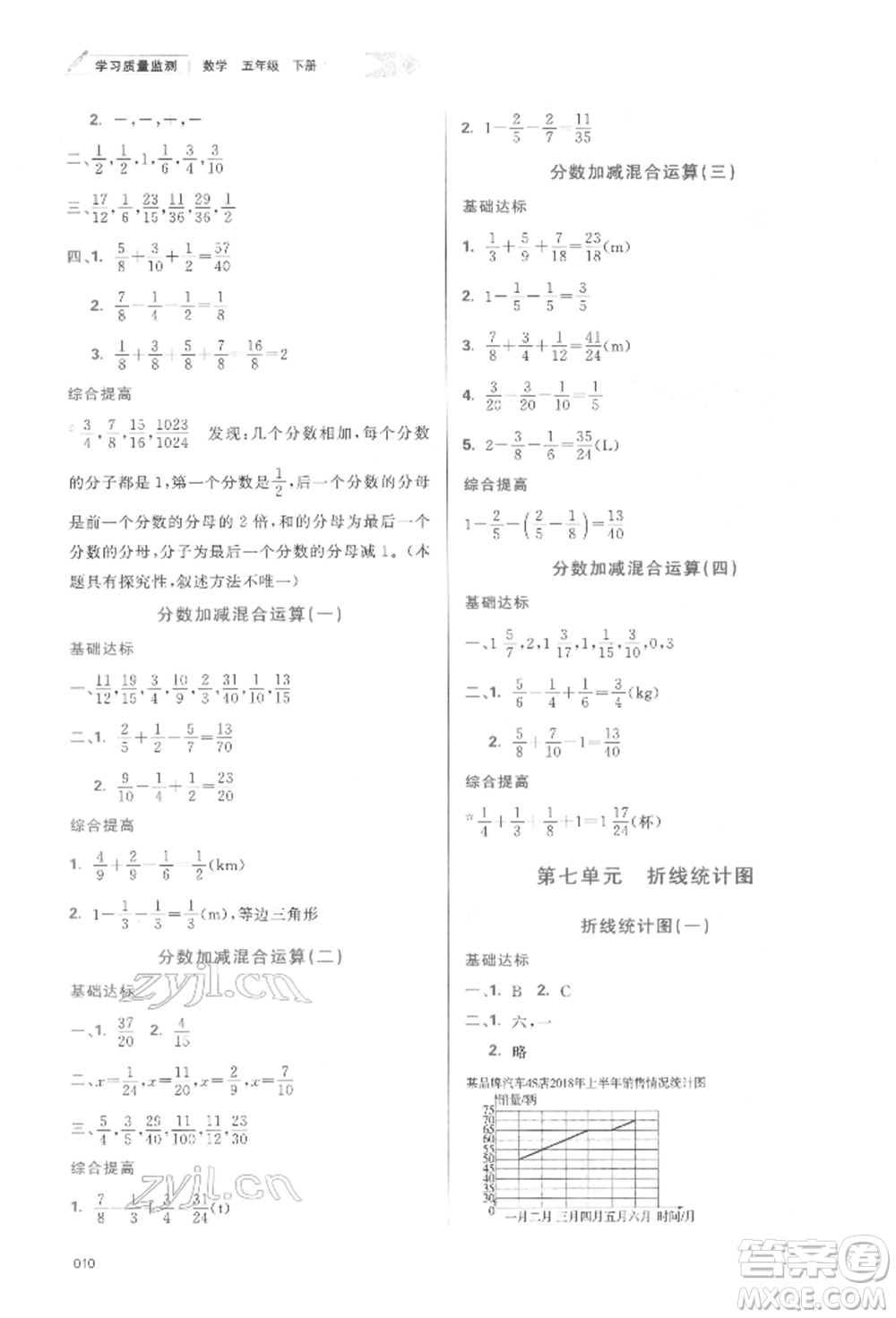 天津教育出版社2022學(xué)習(xí)質(zhì)量監(jiān)測(cè)五年級(jí)數(shù)學(xué)下冊(cè)人教版參考答案