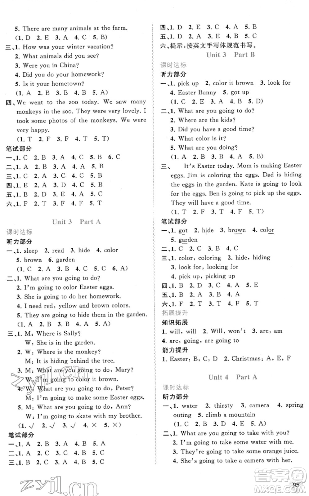 廣西教育出版社2022新課程學(xué)習(xí)與測評同步學(xué)習(xí)五年級英語下冊福建教育版答案