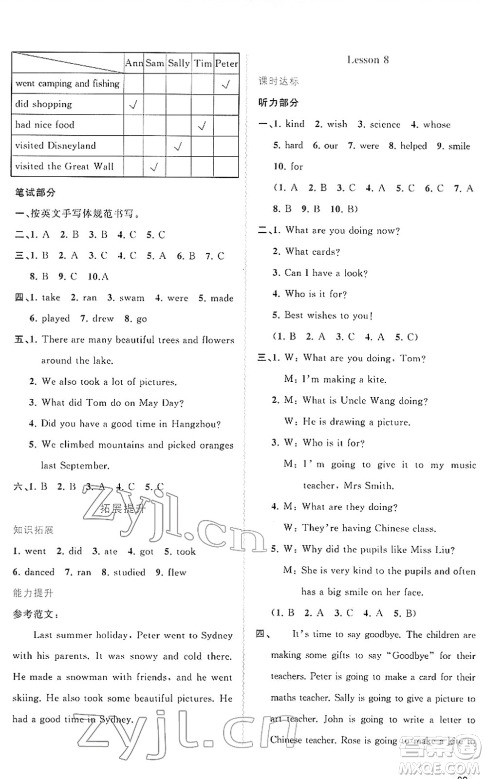 廣西教育出版社2022新課程學(xué)習(xí)與測評同步學(xué)習(xí)六年級英語下冊接力版答案