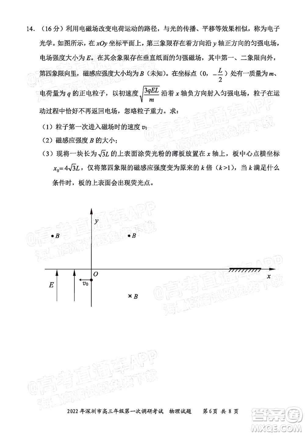 2022年深圳市高三年級第一次調研考試物理試題及答案