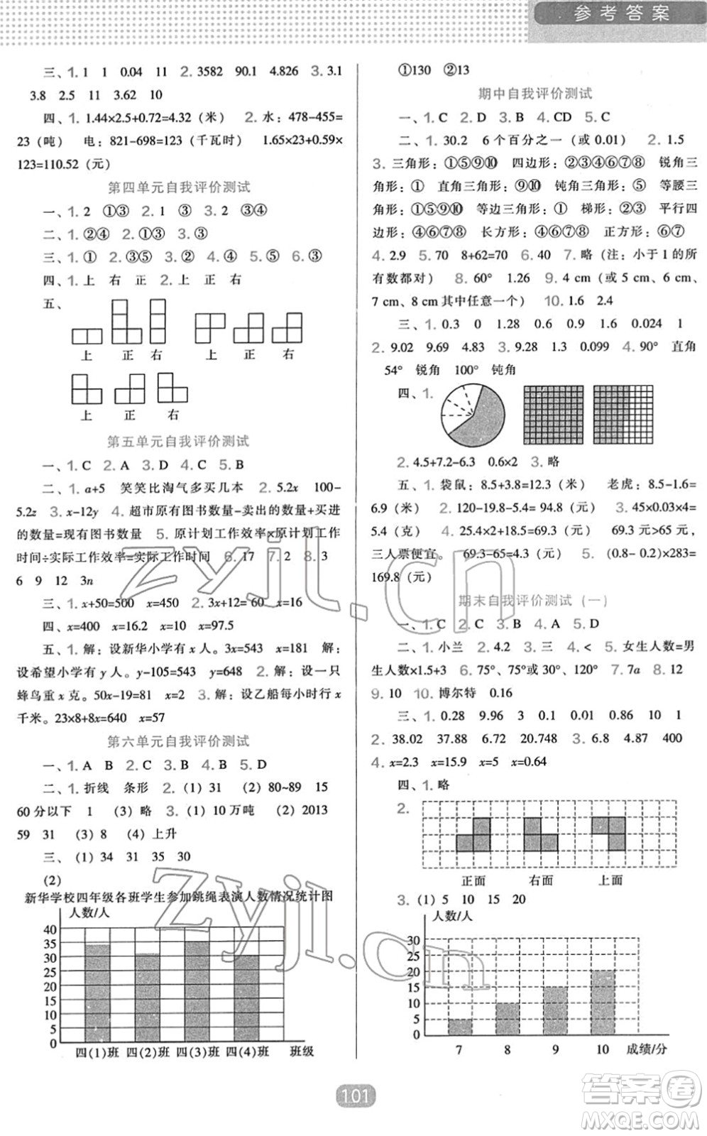 遼海出版社2022新課程能力培養(yǎng)四年級數(shù)學(xué)下冊北師大版答案