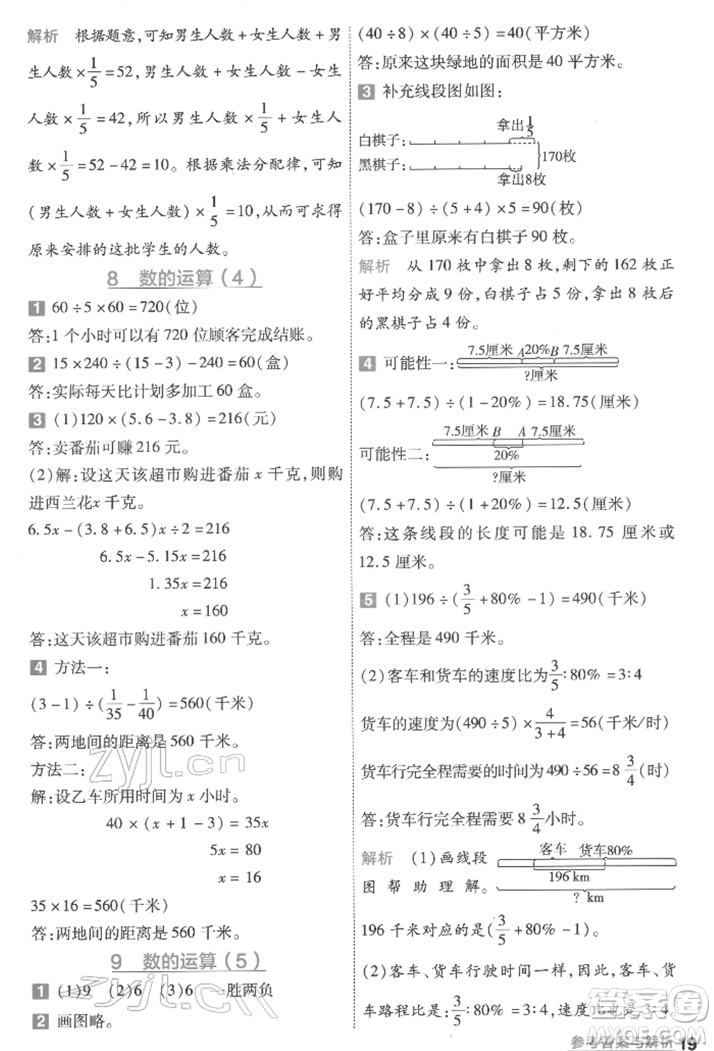 南京師范大學(xué)出版社2022一遍過六年級數(shù)學(xué)下冊蘇教版參考答案