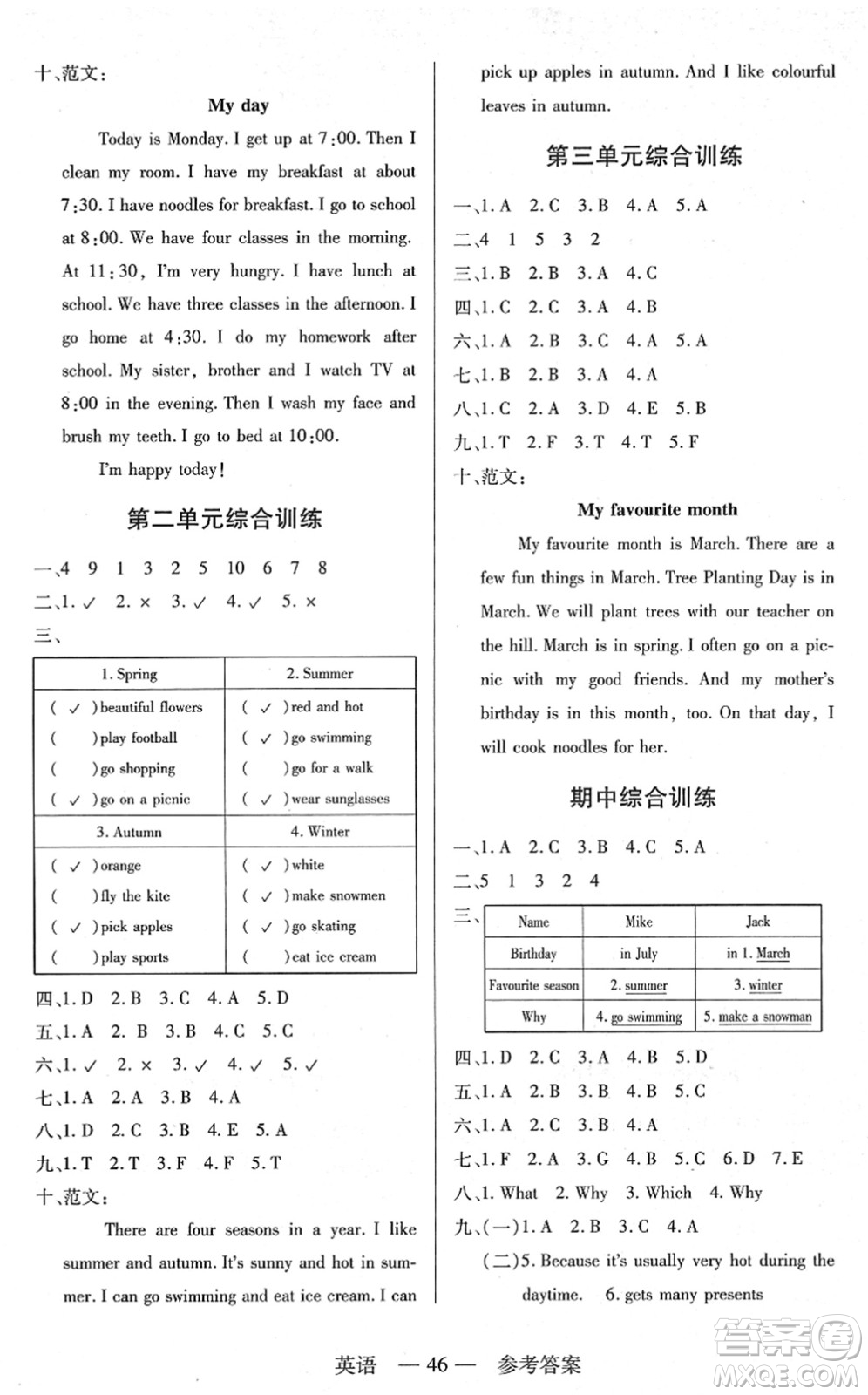 二十一世紀出版社2022新課程新練習五年級英語下冊PEP版答案