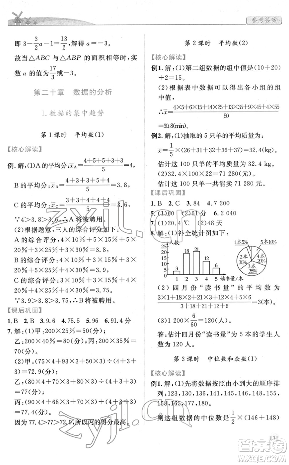 人民教育出版社2022績(jī)優(yōu)學(xué)案八年級(jí)數(shù)學(xué)下冊(cè)人教版答案