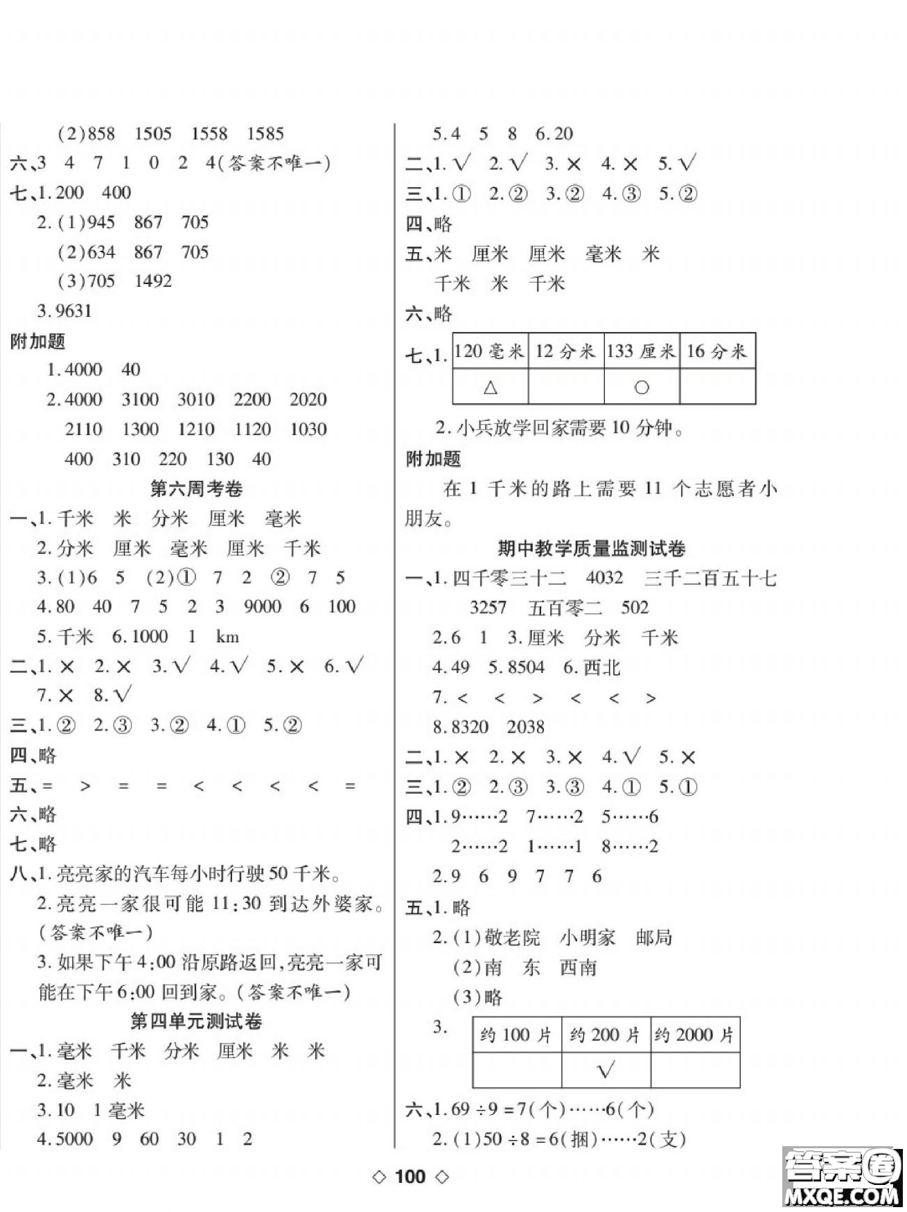 世界圖書出版公司2022考易百分百周末提優(yōu)訓(xùn)練數(shù)學(xué)2年級下BS北師版答案