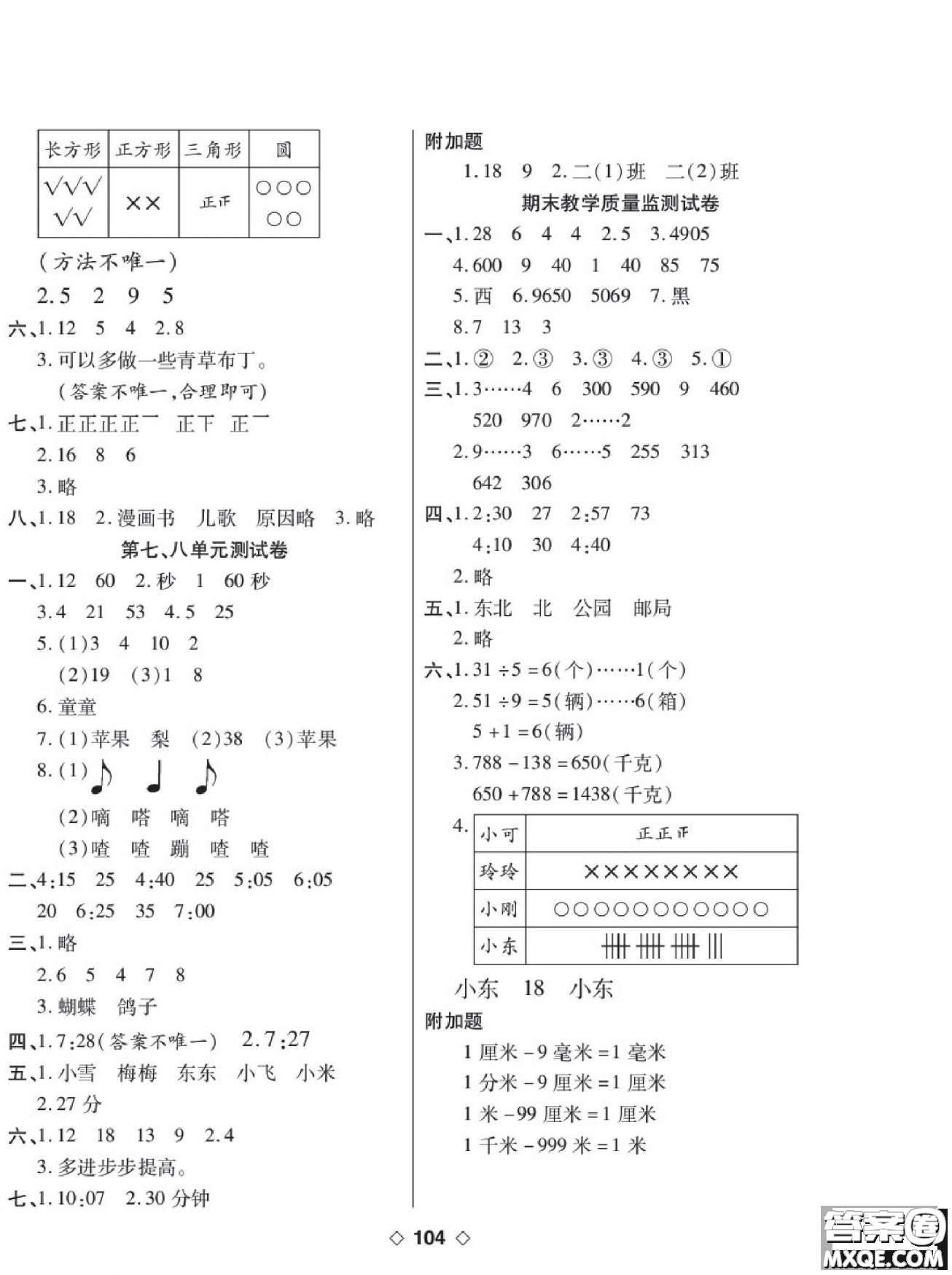 世界圖書出版公司2022考易百分百周末提優(yōu)訓(xùn)練數(shù)學(xué)2年級下BS北師版答案