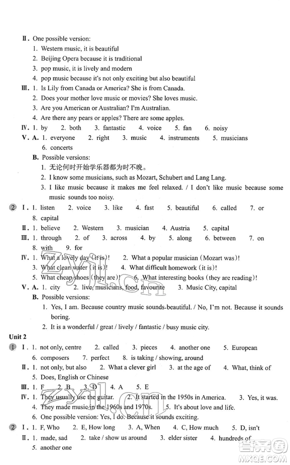 浙江教育出版社2022英語(yǔ)作業(yè)本七年級(jí)下冊(cè)W外研版AB本答案