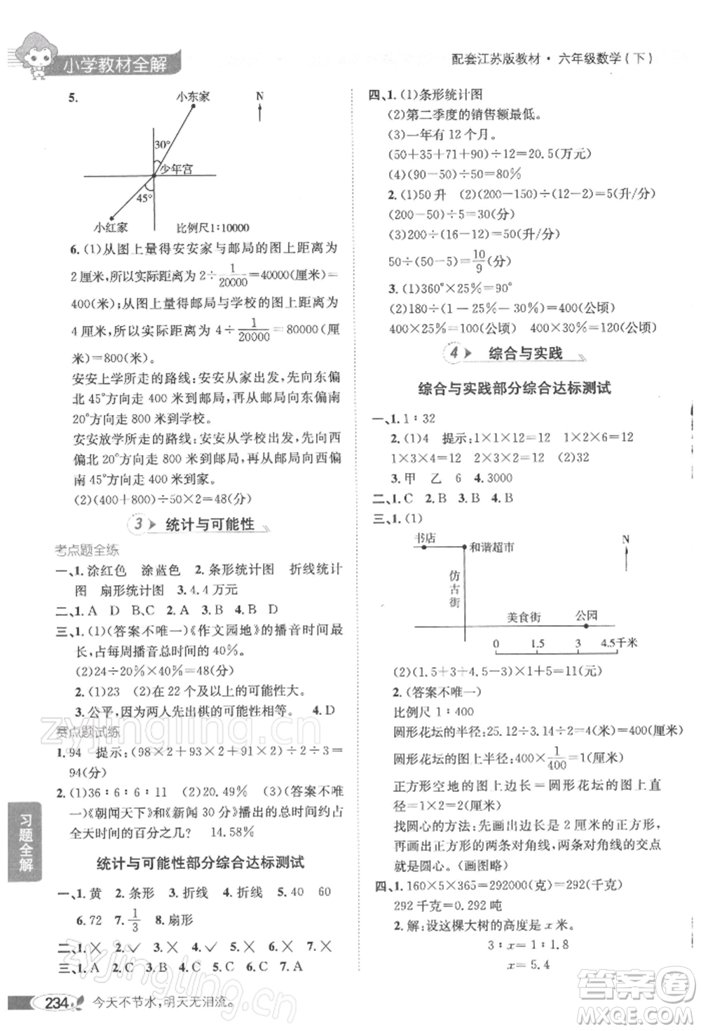 陜西人民教育出版社2022小學(xué)教材全解六年級(jí)數(shù)學(xué)下冊(cè)江蘇版參考答案