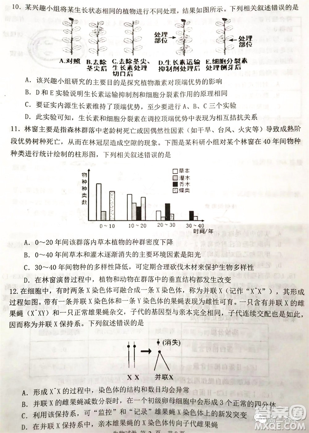 湖南2022年3月高三調(diào)研考試試卷生物學(xué)答案