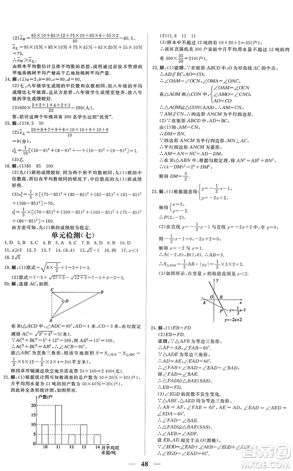 青海人民出版社2022新坐標同步練習八年級數(shù)學下冊人教版青海專用答案