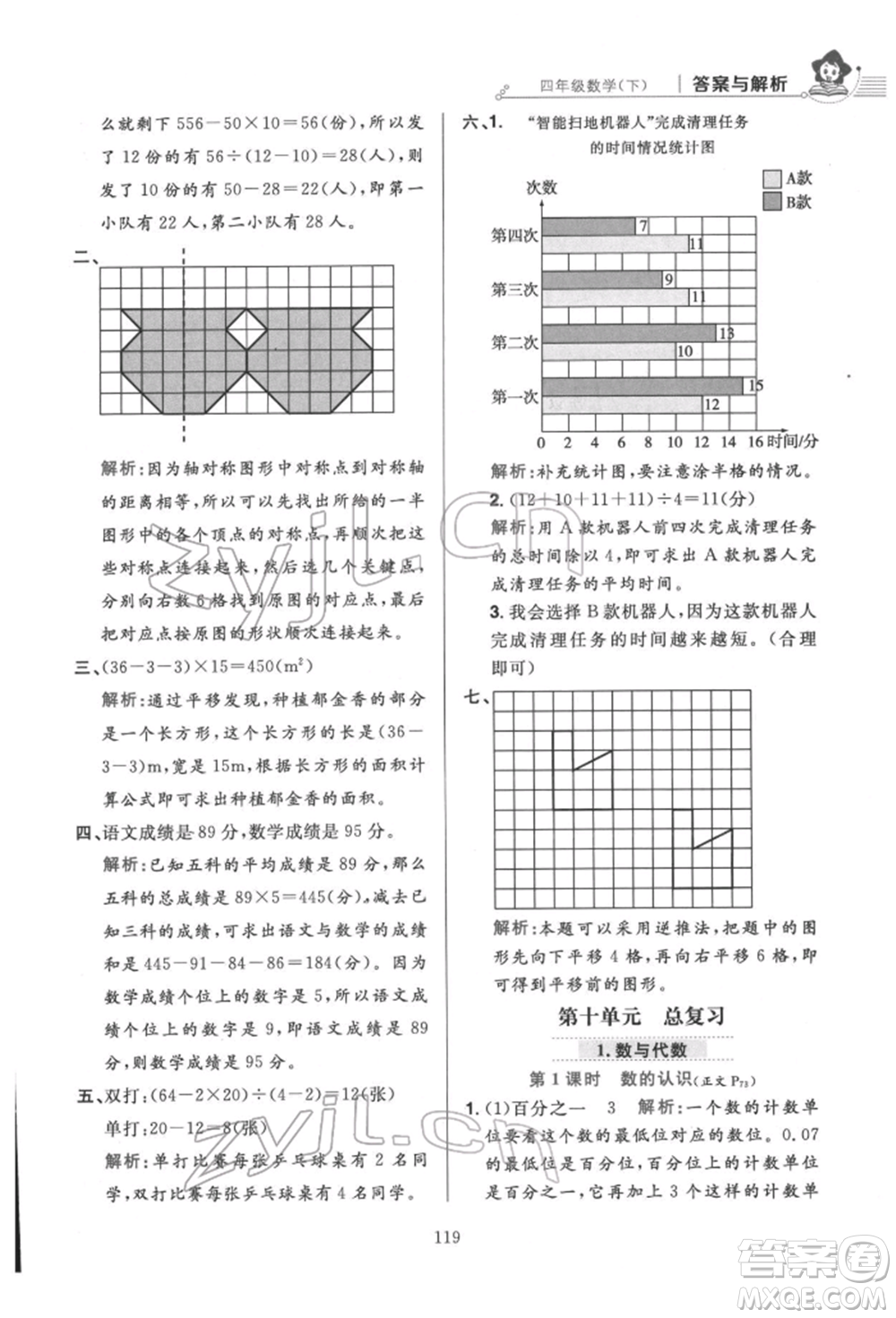 陜西人民教育出版社2022小學(xué)教材全練四年級數(shù)學(xué)下冊人教版參考答案