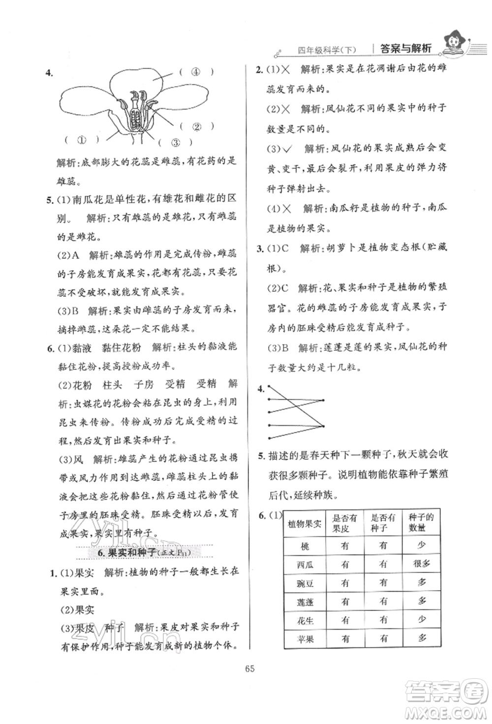 陜西人民教育出版社2022小學(xué)教材全練四年級(jí)科學(xué)下冊(cè)教育科學(xué)版參考答案