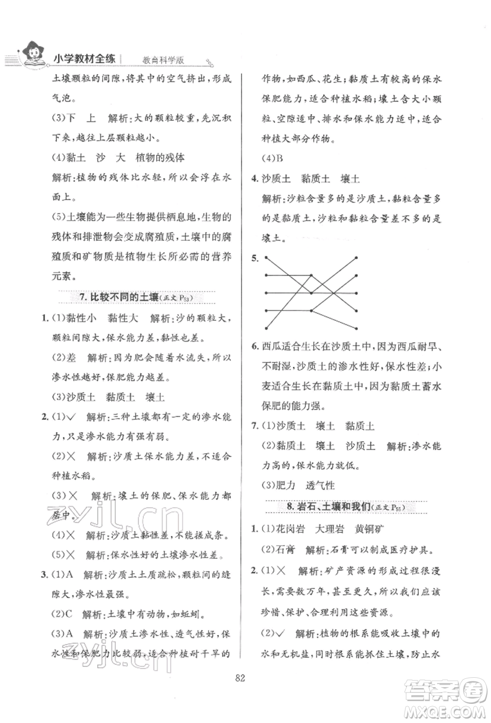 陜西人民教育出版社2022小學(xué)教材全練四年級(jí)科學(xué)下冊(cè)教育科學(xué)版參考答案