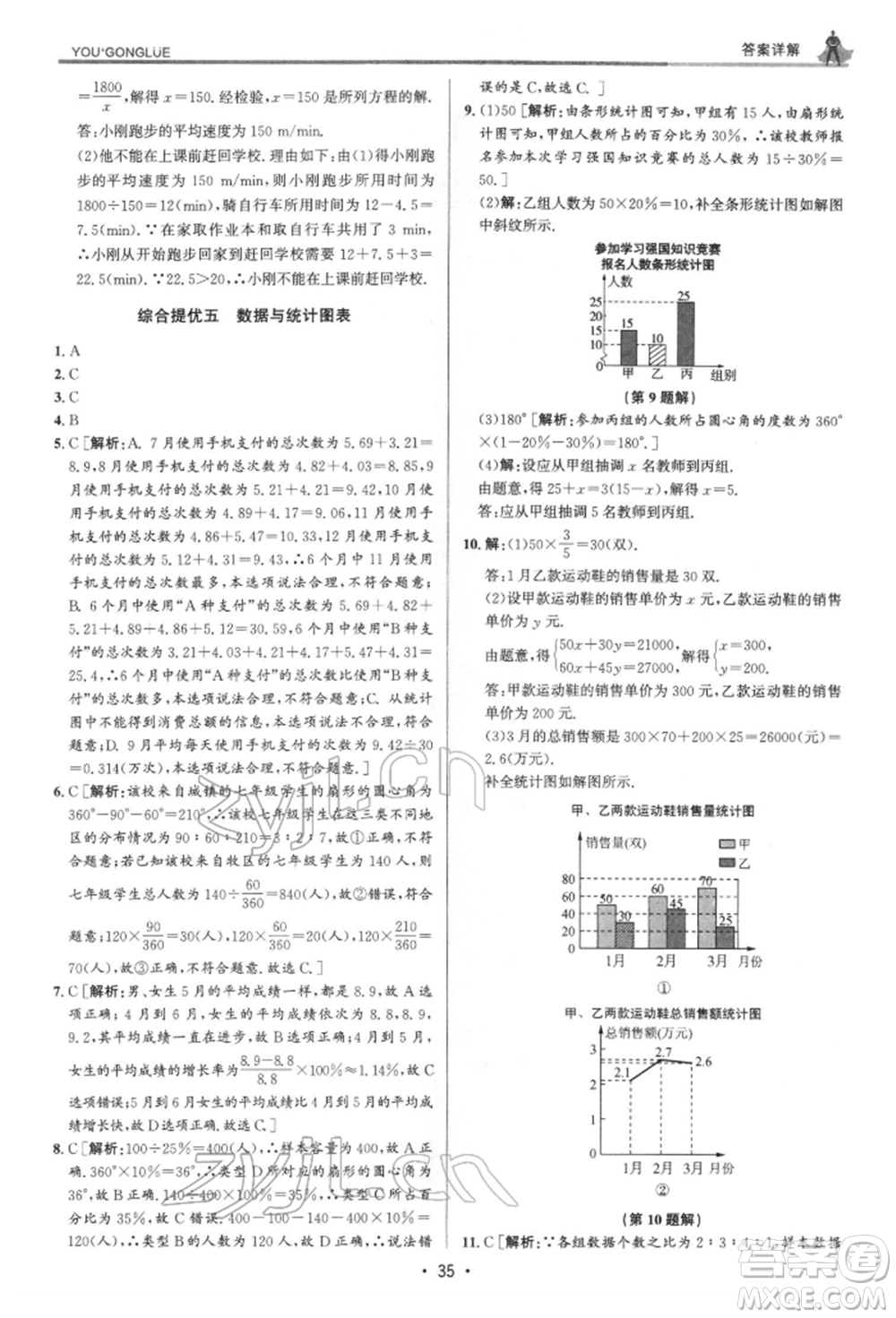 浙江人民出版社2022優(yōu)+攻略七年級數(shù)學下冊浙教版參考答案