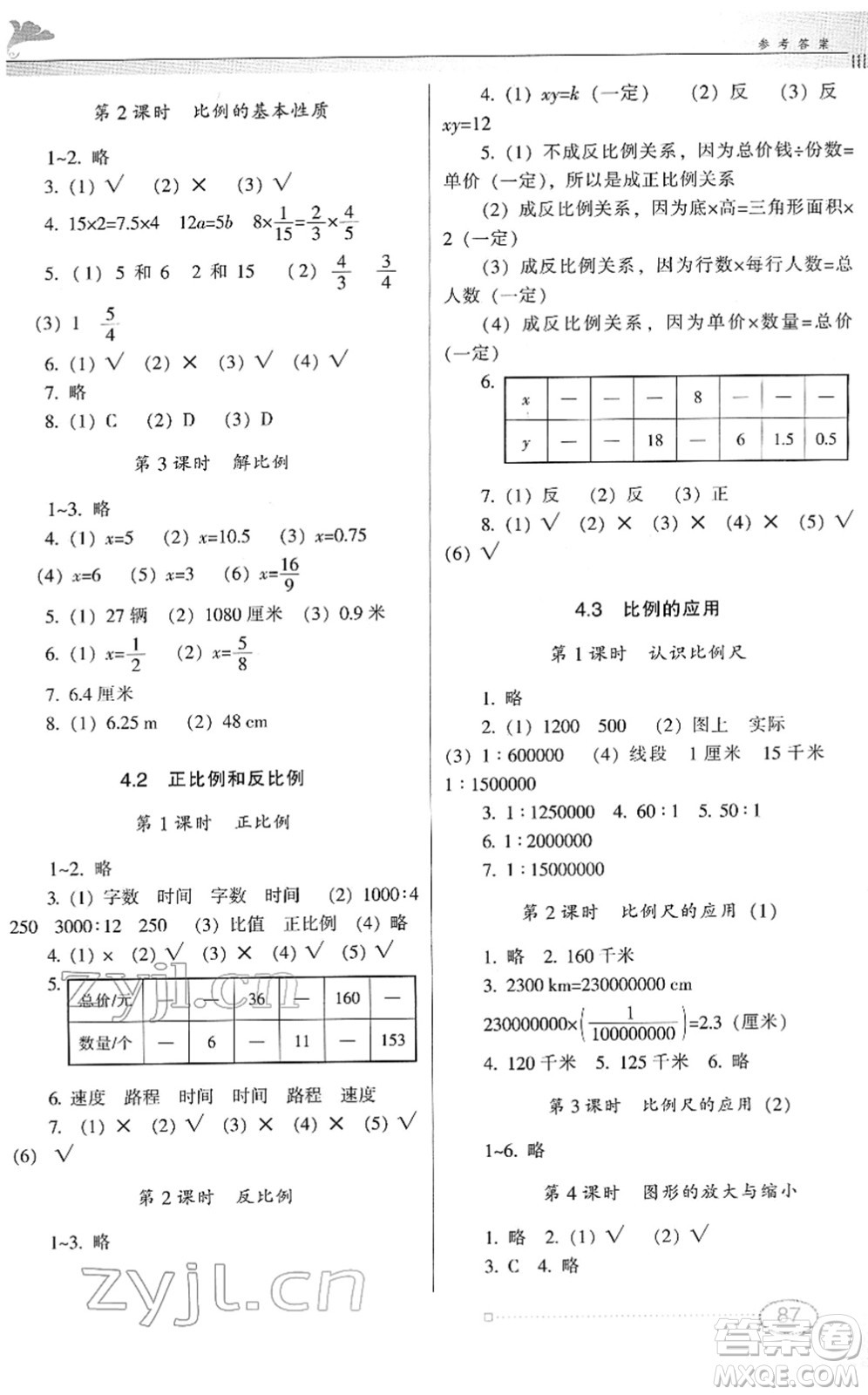 廣東教育出版社2022南方新課堂金牌學(xué)案六年級(jí)數(shù)學(xué)下冊(cè)人教版答案