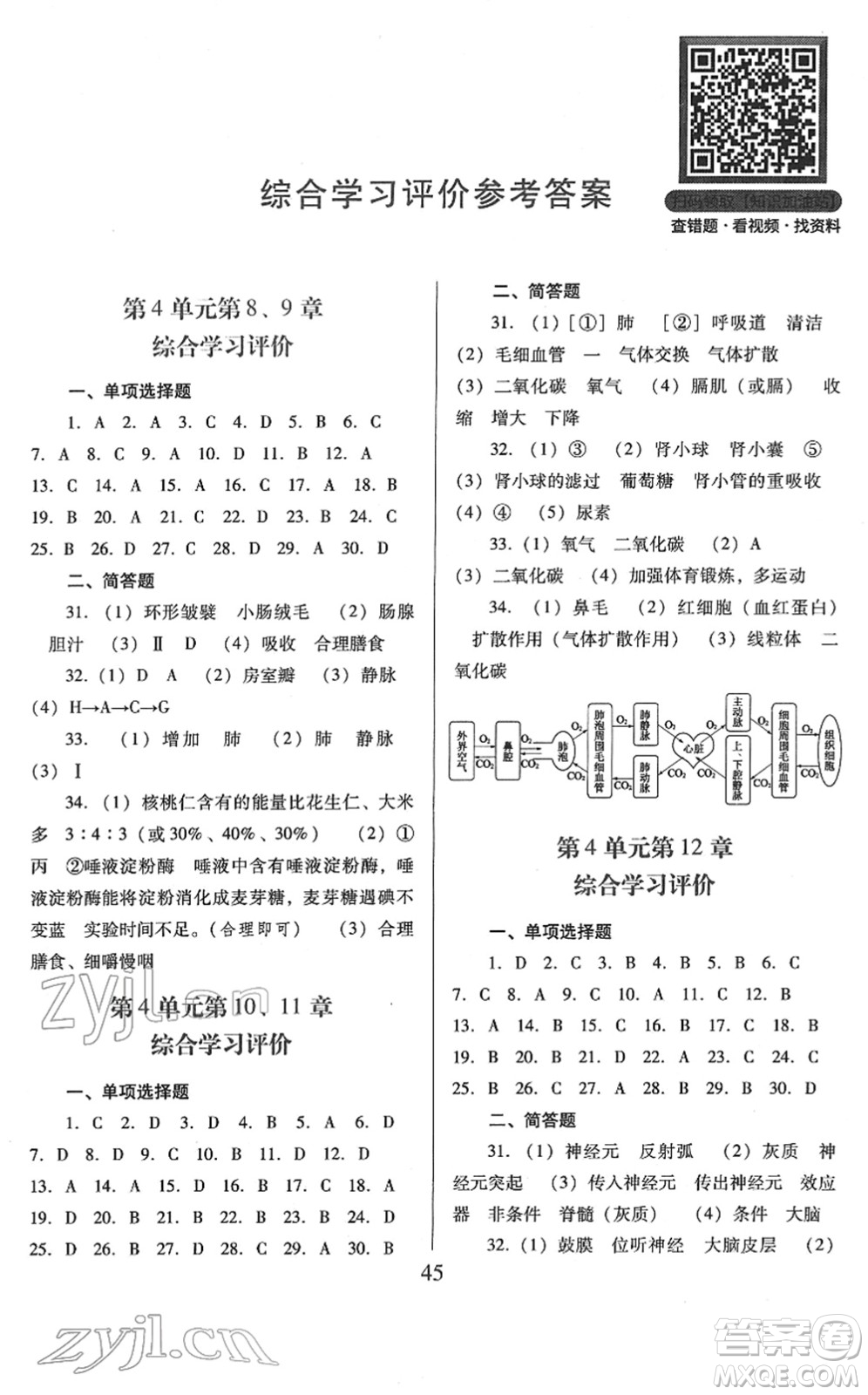 廣東教育出版社2022南方新課堂金牌學(xué)案七年級(jí)生物下冊(cè)北師大版答案