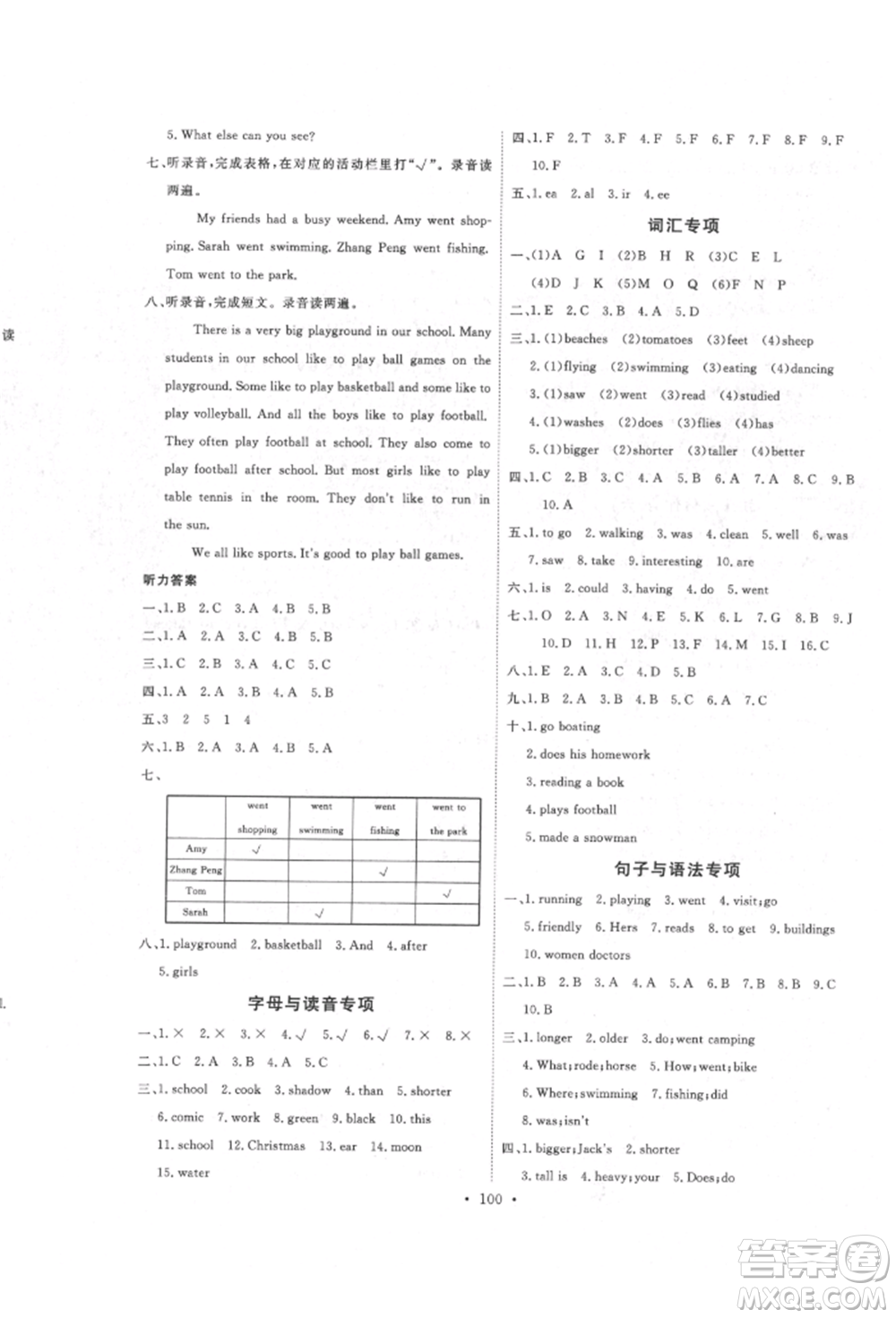 延邊教育出版社2022每時每刻快樂優(yōu)+作業(yè)本六年級英語下冊人教版參考答案