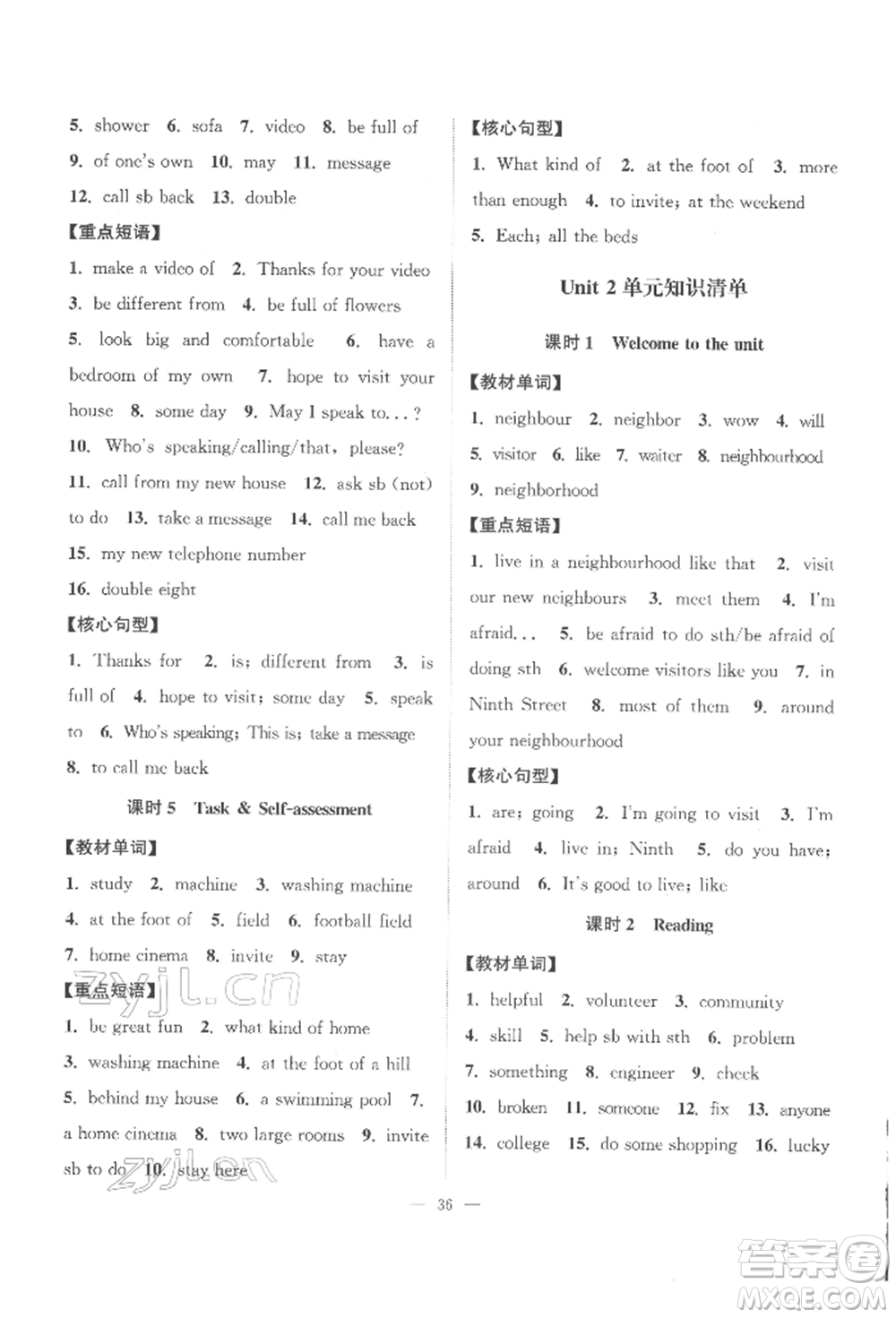 江蘇人民出版社2022創(chuàng)新課時作業(yè)本七年級英語下冊譯林版參考答案