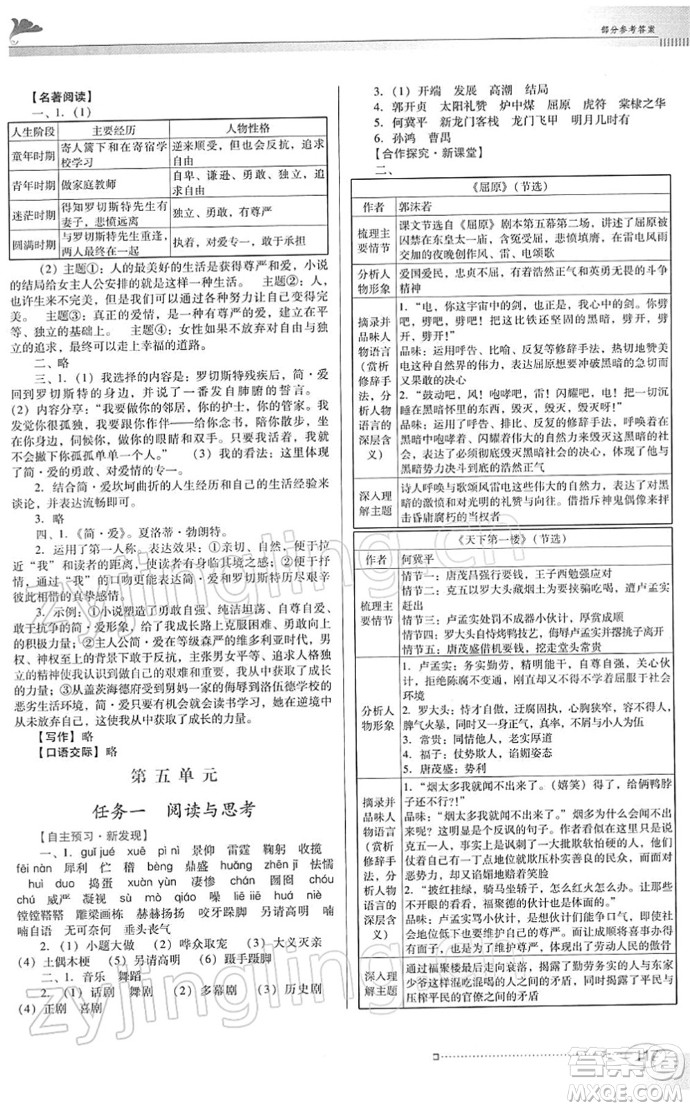 廣東教育出版社2022南方新課堂金牌學(xué)案九年級(jí)語(yǔ)文下冊(cè)人教版答案