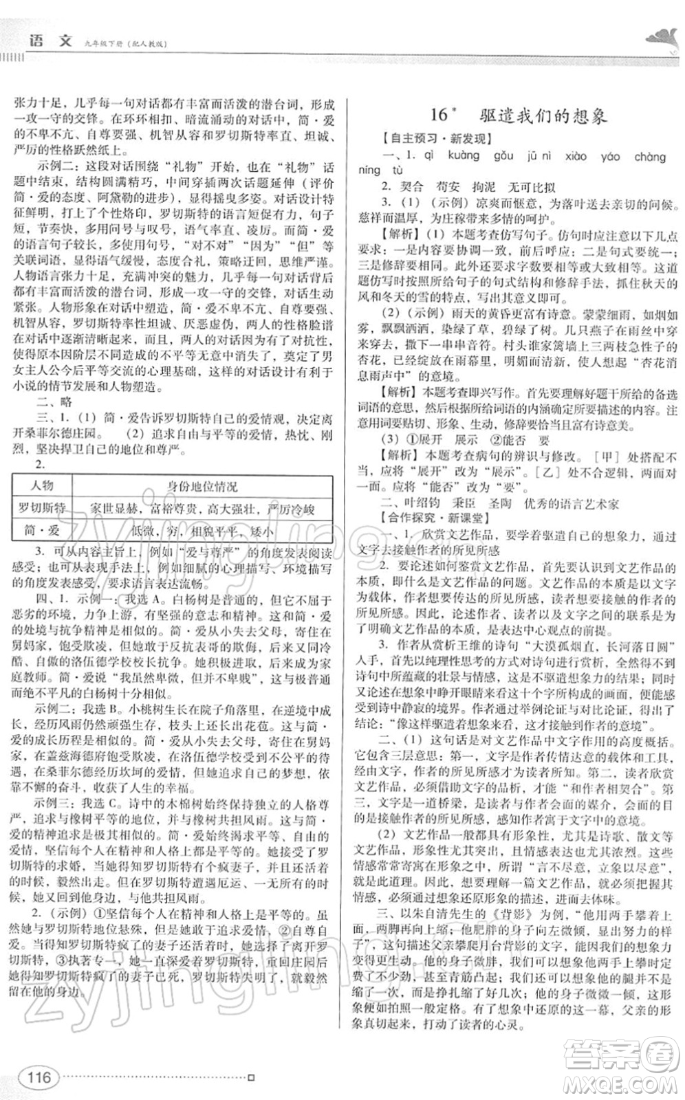 廣東教育出版社2022南方新課堂金牌學(xué)案九年級(jí)語(yǔ)文下冊(cè)人教版答案