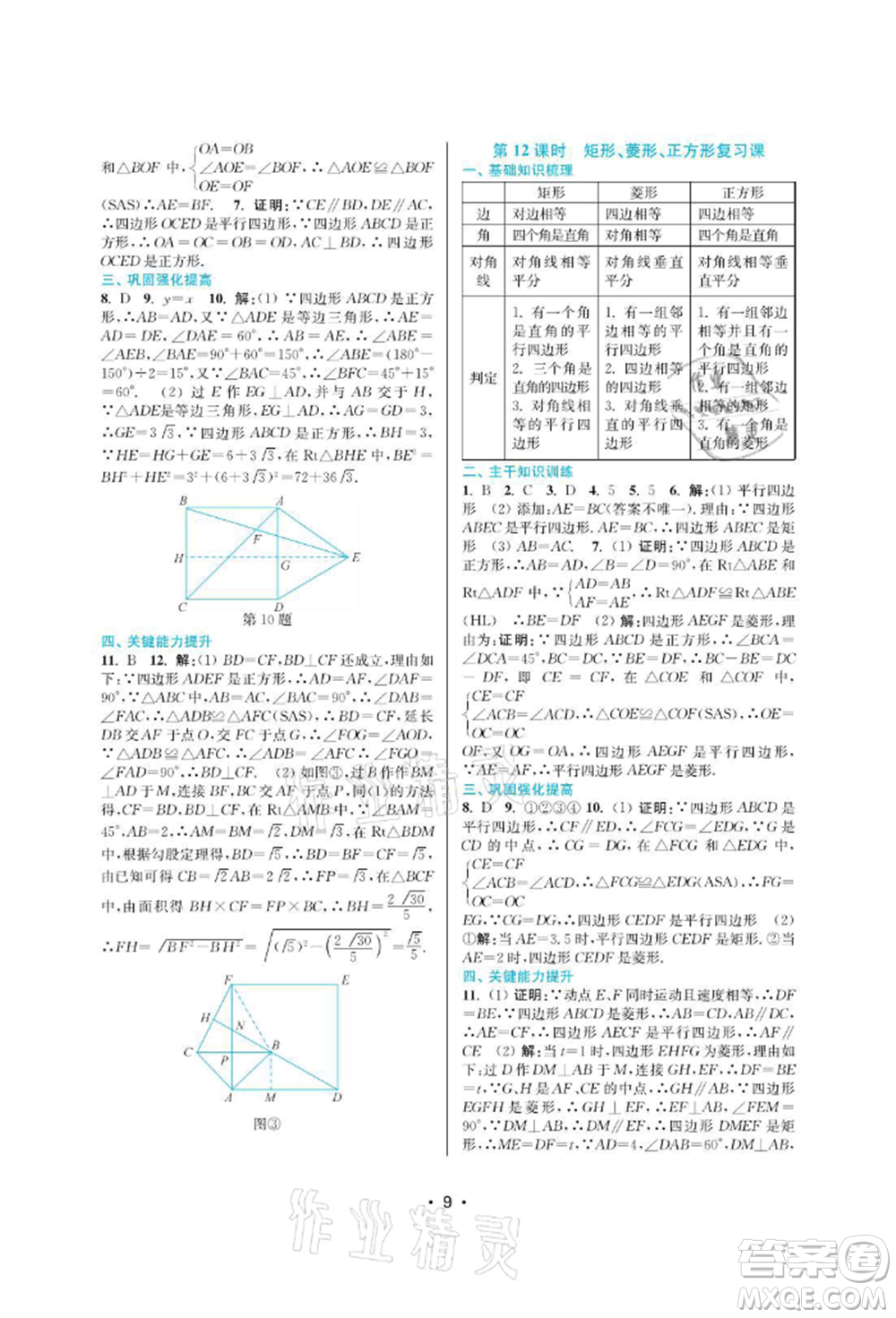 江蘇鳳凰美術(shù)出版社2022創(chuàng)新課時作業(yè)本八年級數(shù)學(xué)下冊蘇科版蘇州專版參考答案