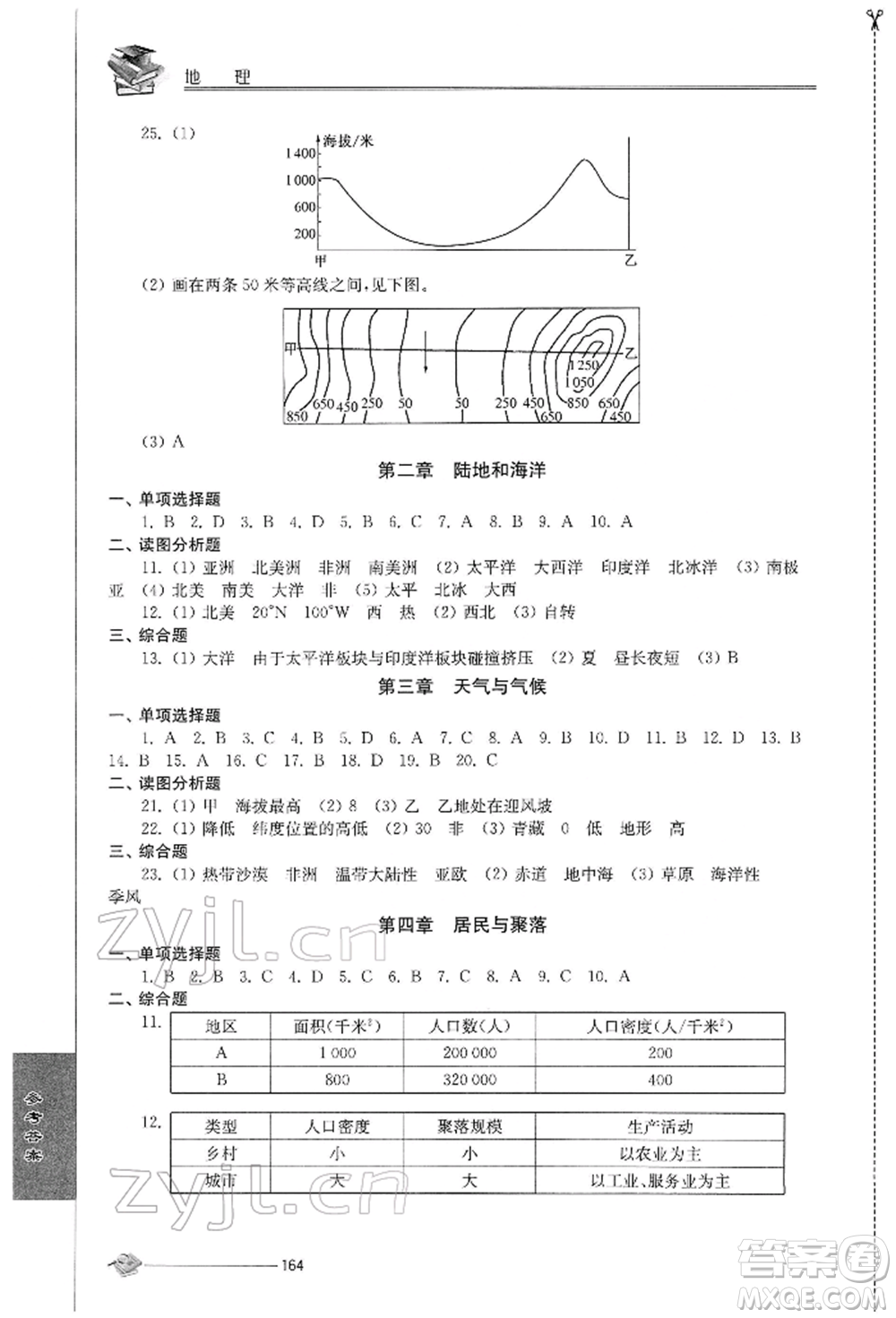 江蘇人民出版社2022初中復習與能力訓練地理通用版參考答案