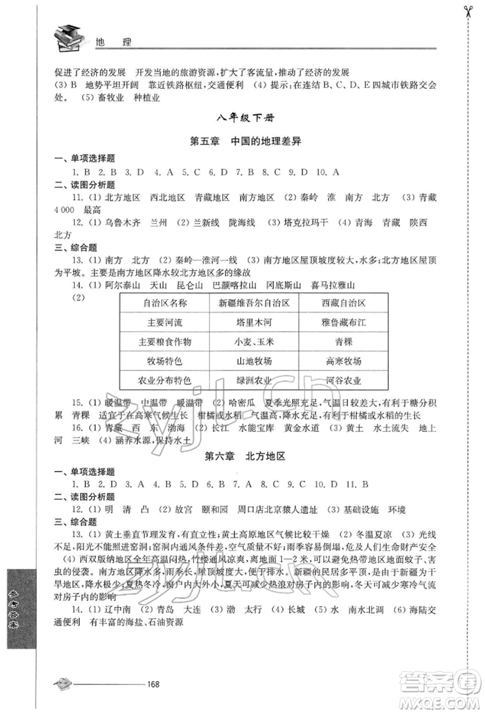 江蘇人民出版社2022初中復習與能力訓練地理通用版參考答案