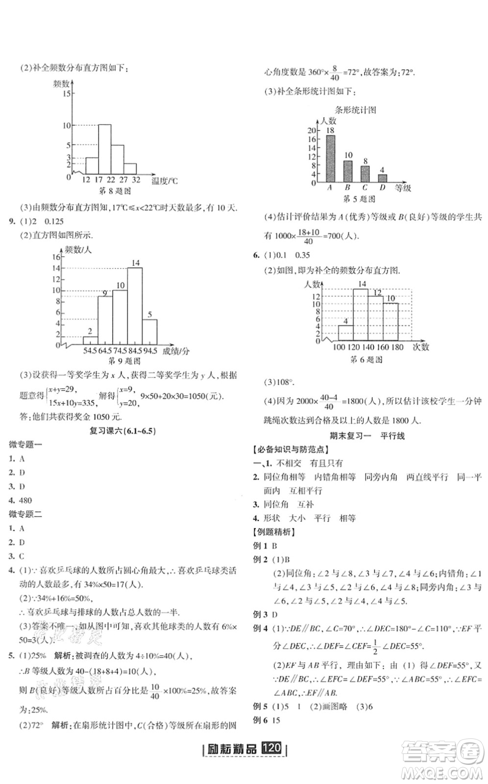 延邊人民出版社2022勵耘新同步七年級數(shù)學下冊AB本浙教版答案