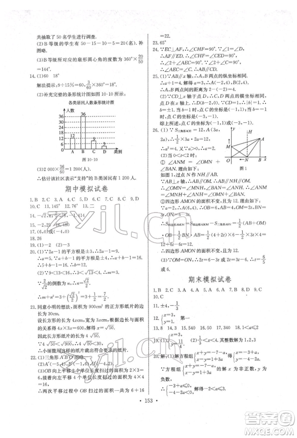 長江少年兒童出版社2022長江全能學(xué)案同步練習(xí)冊七年級數(shù)學(xué)下冊人教版參考答案