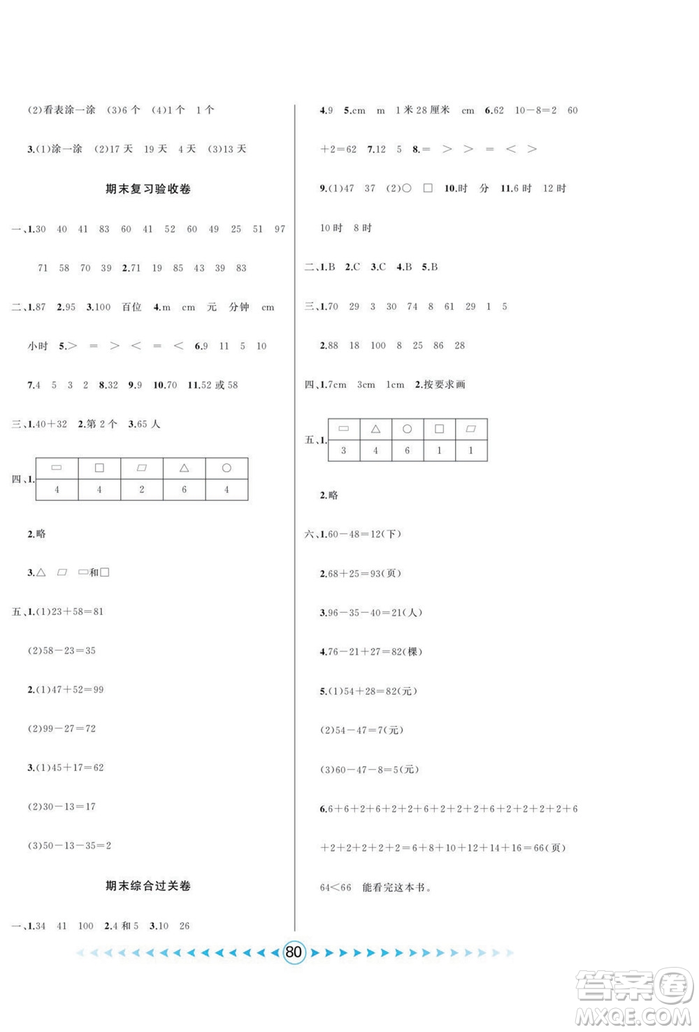 吉林出版集團(tuán)股份有限公司2022優(yōu)卷總動員數(shù)學(xué)一年級下冊青島版答案