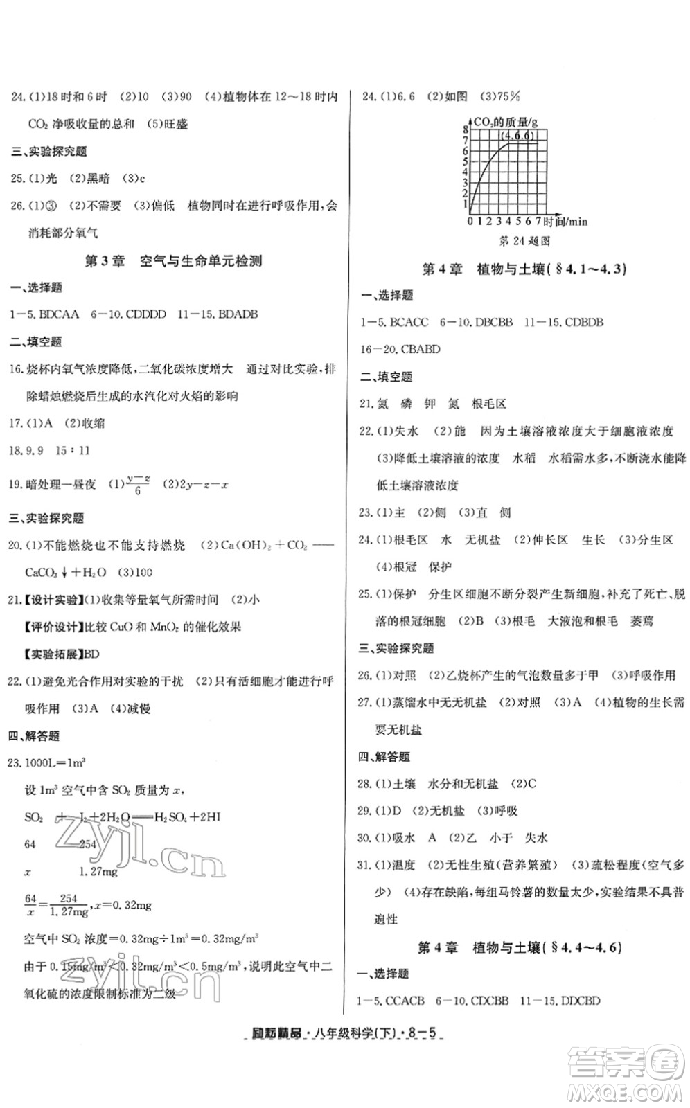 延邊人民出版社2022勵耘活頁八年級科學(xué)下冊浙教版答案