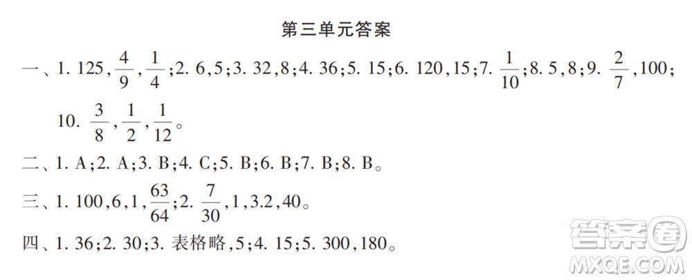 2022春小學生數(shù)學報配套試卷六年級下冊第三四單元測試卷參考答案