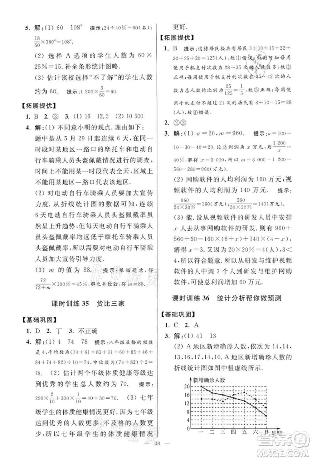 江蘇鳳凰科學技術出版社2022小題狂做九年級數學下冊蘇科版提優(yōu)版參考答案