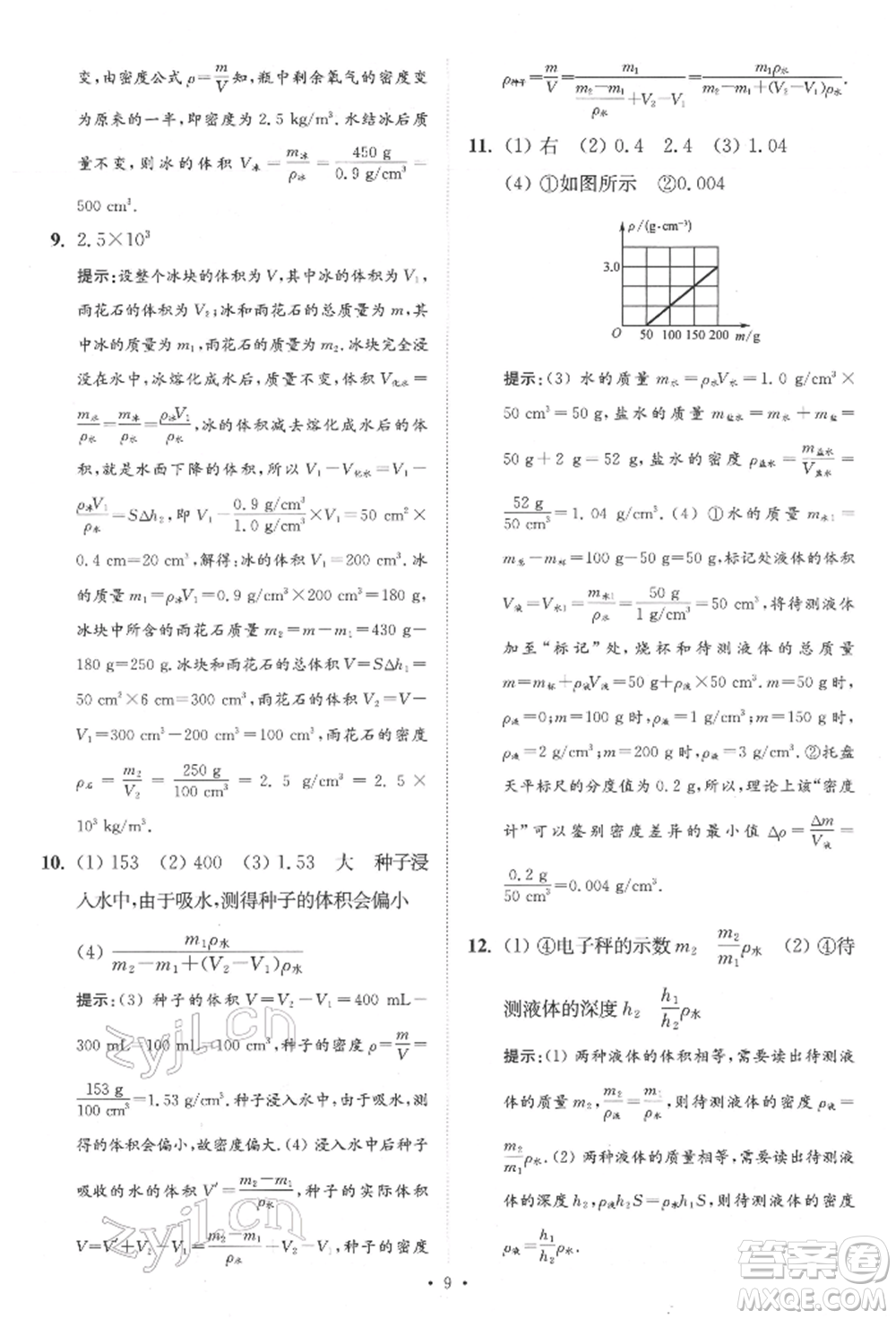 江蘇鳳凰科學技術出版社2022小題狂做中考物理通用版提優(yōu)版參考答案